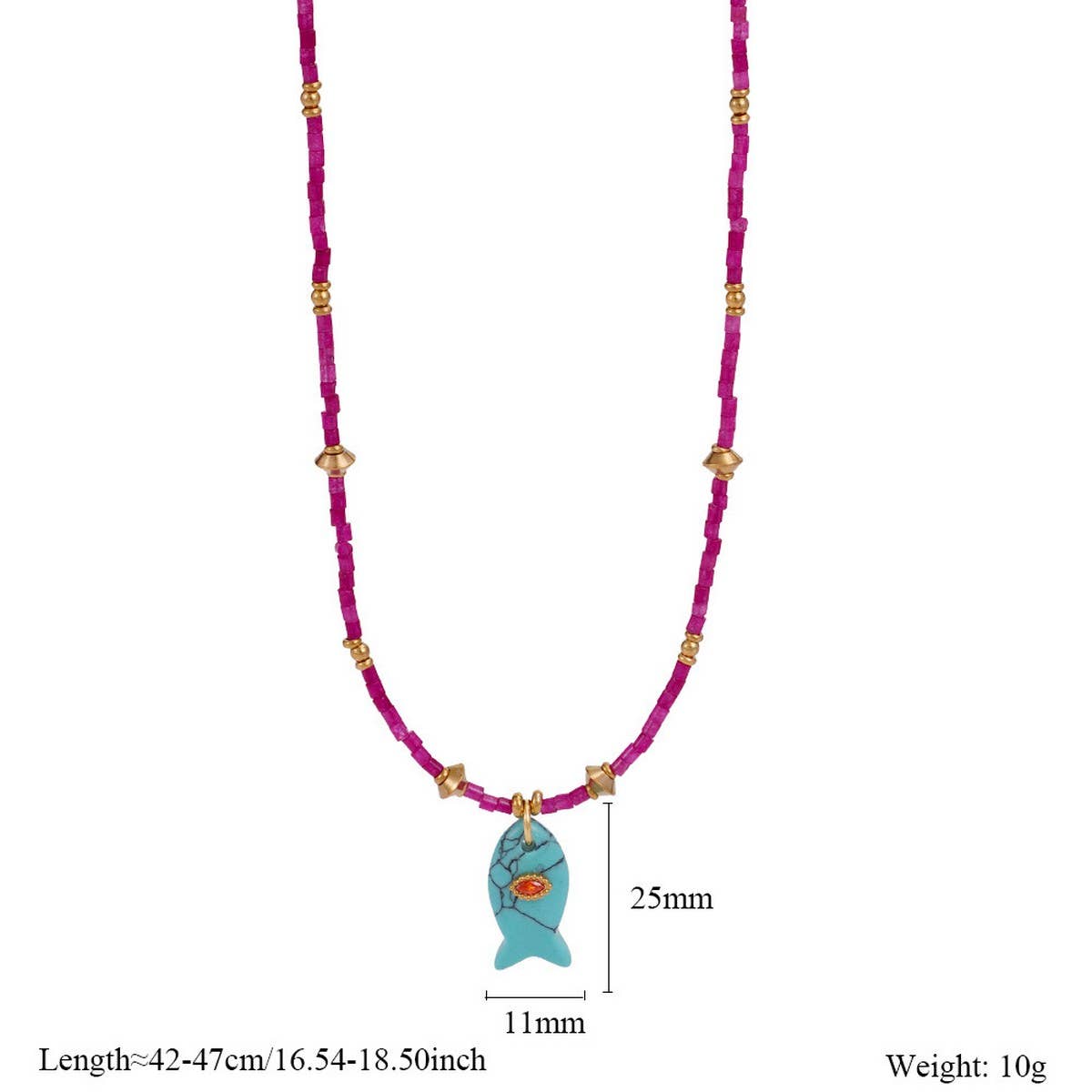 Beaded Fish Gem Necklace