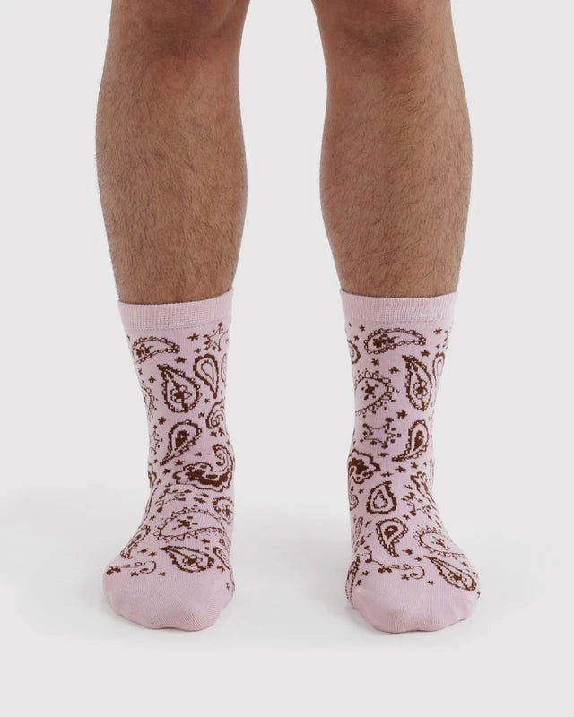 Crew Socks - Paisley Pink