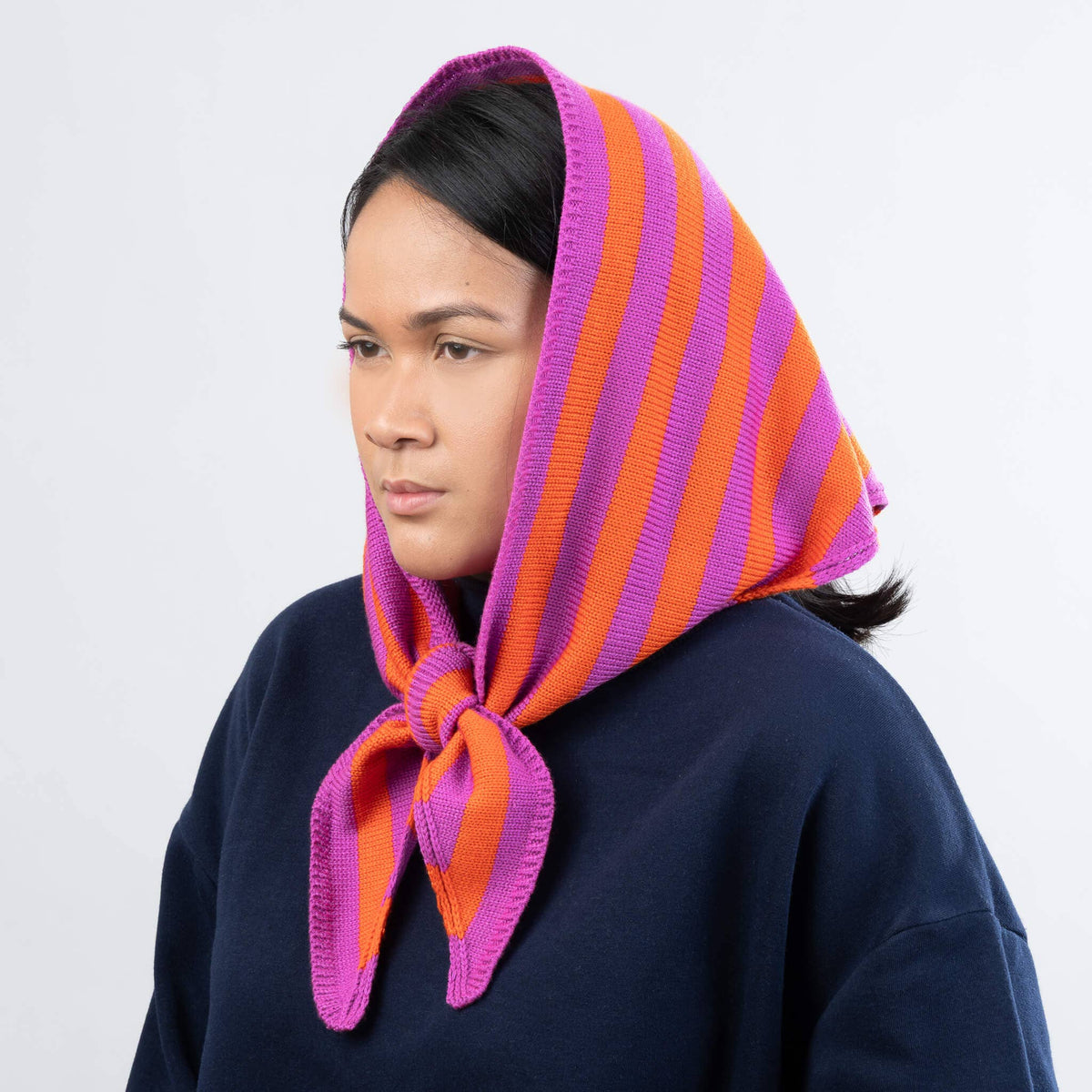 Simple Stripe Triangle Scarf: Poppy Magenta