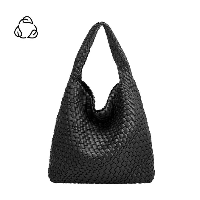 Johanna Black Large Recycled Vegan Shoulder Bag - Downerss