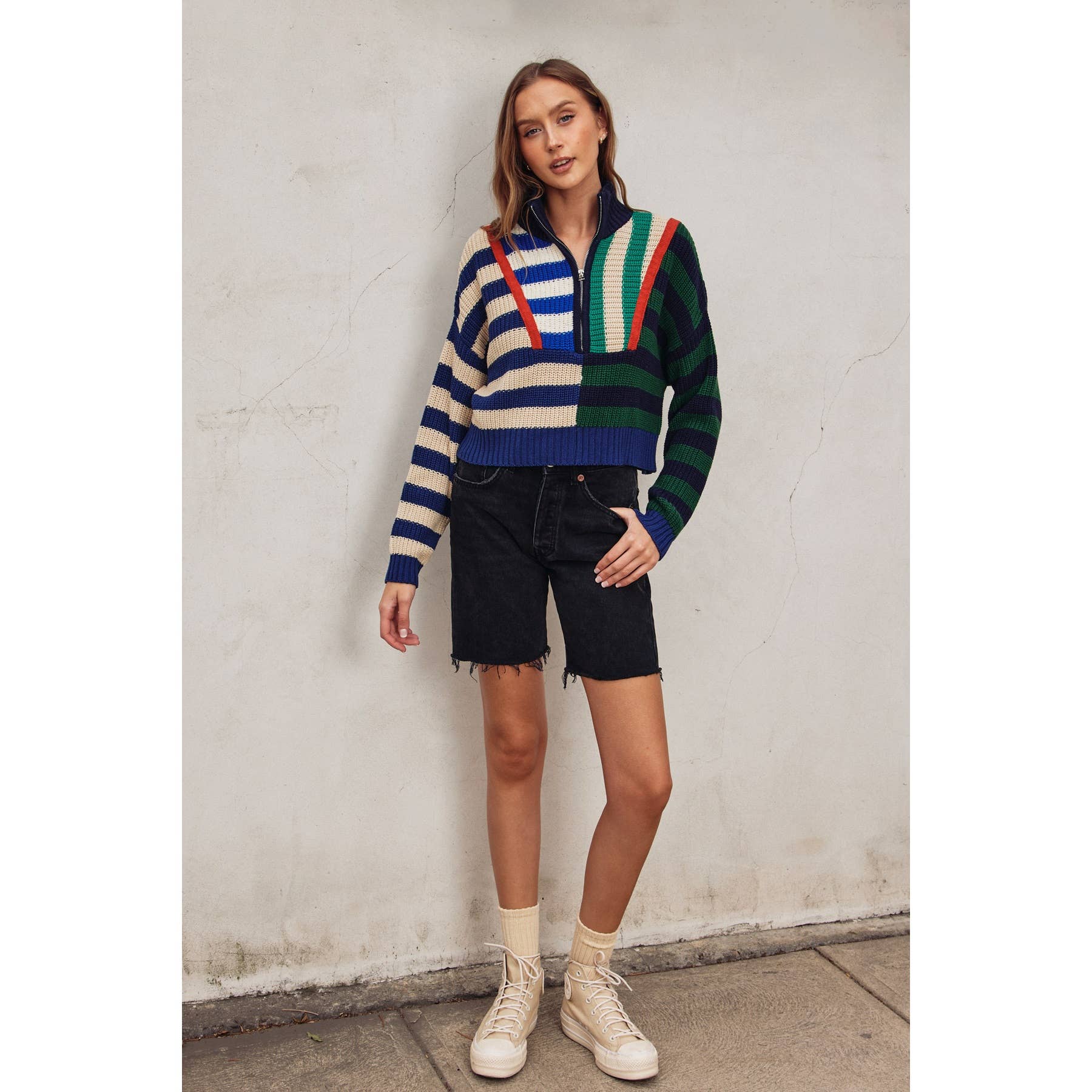 Colorburst Half Zip Collared Sweater