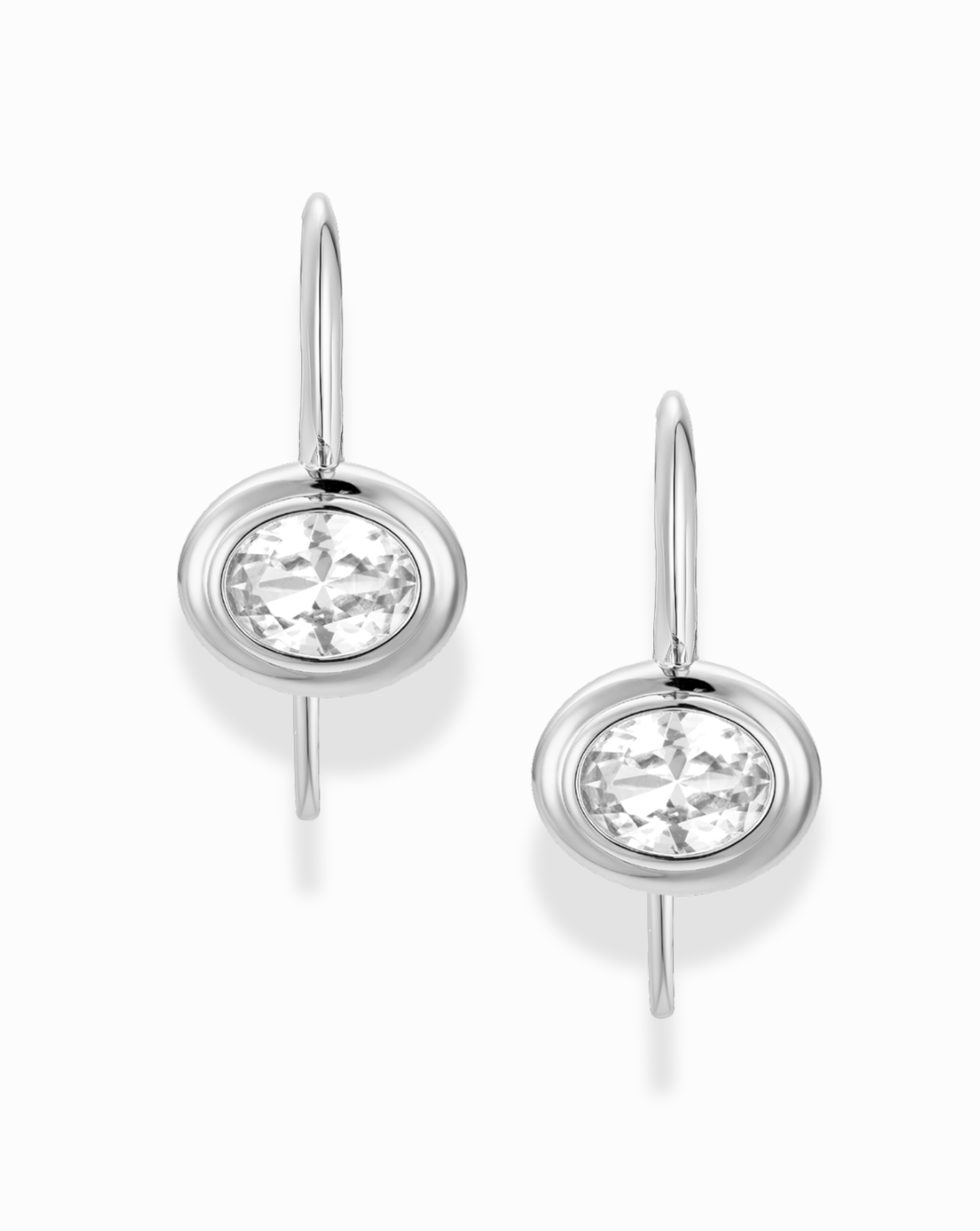 Lucia Oval French Hook Earrings - Silver