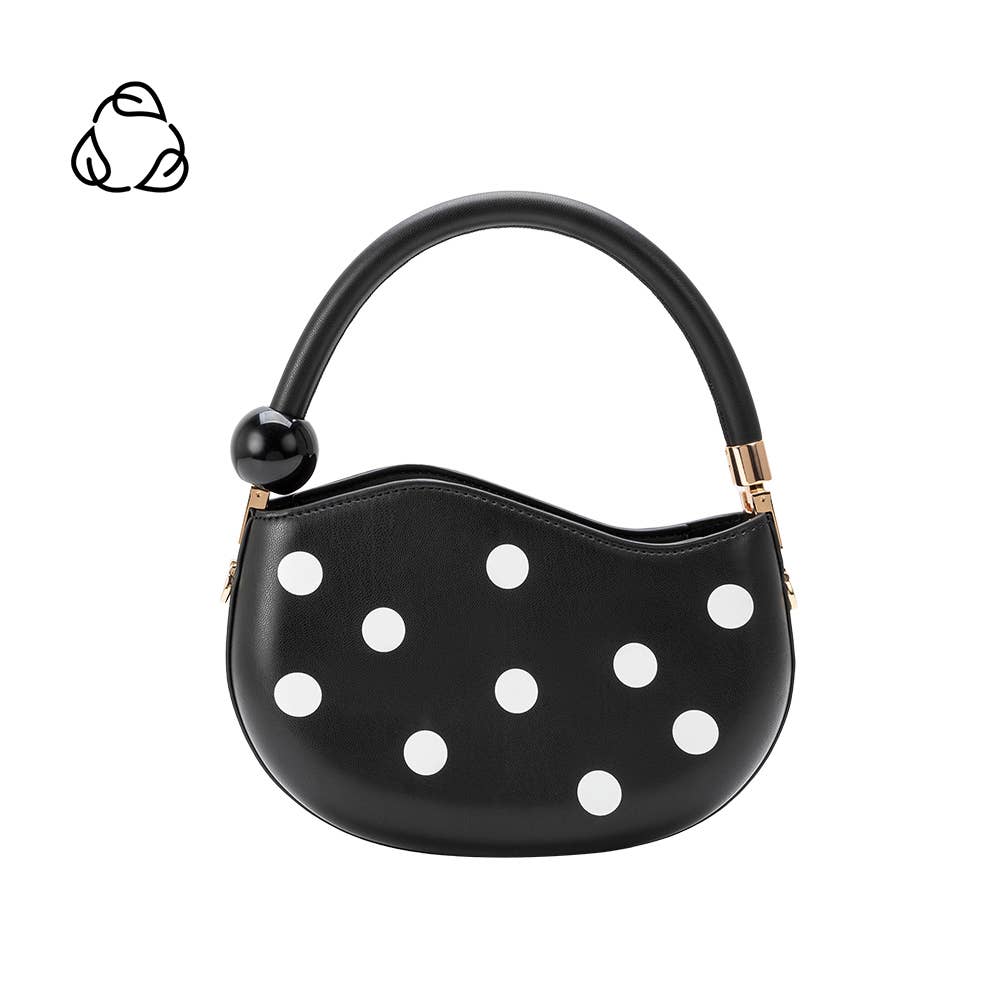Jennie Black Recycled Vegan Polka Dot Top Handle Bag
