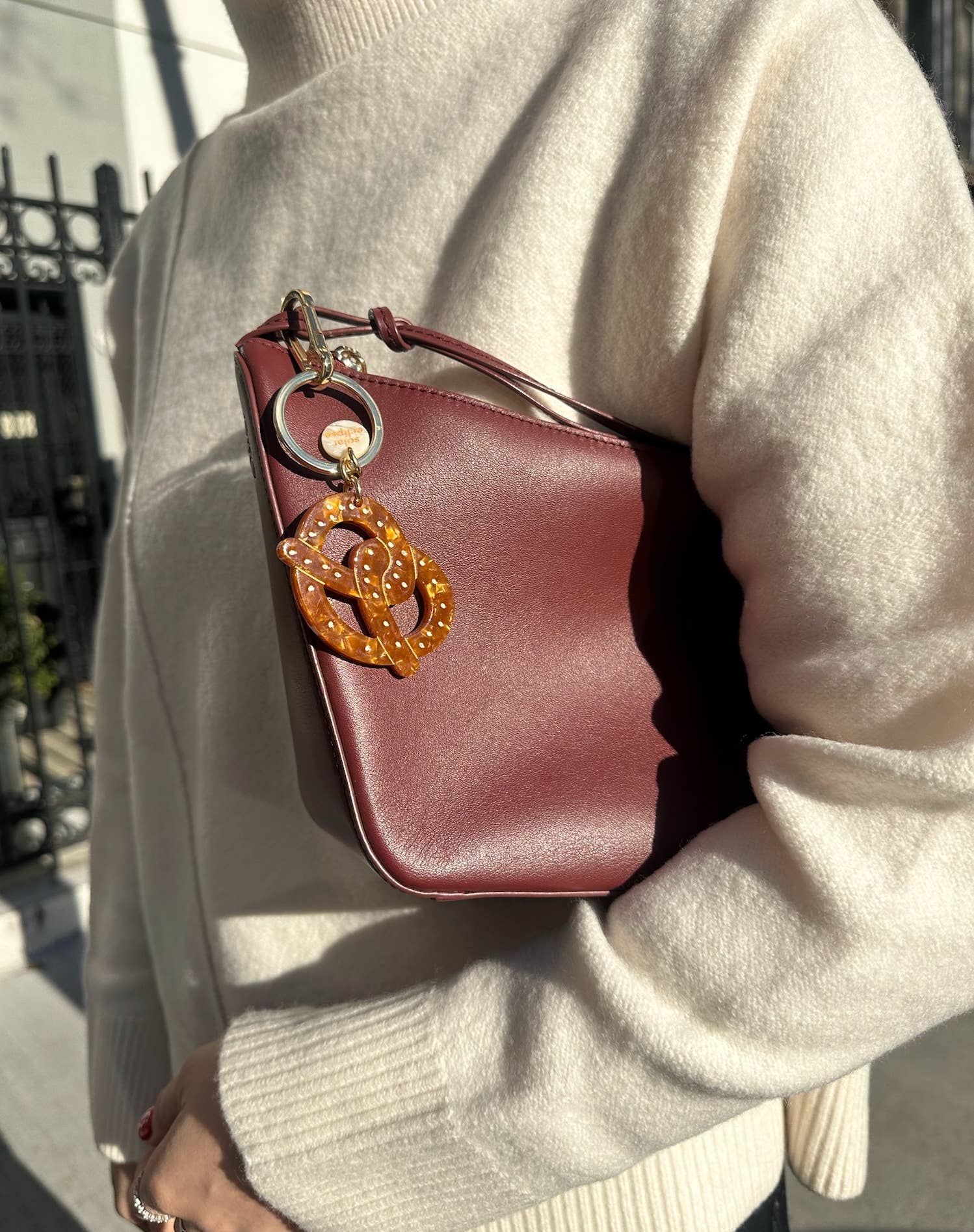 Hand-painted Pretzel Bag Charm & Keychain