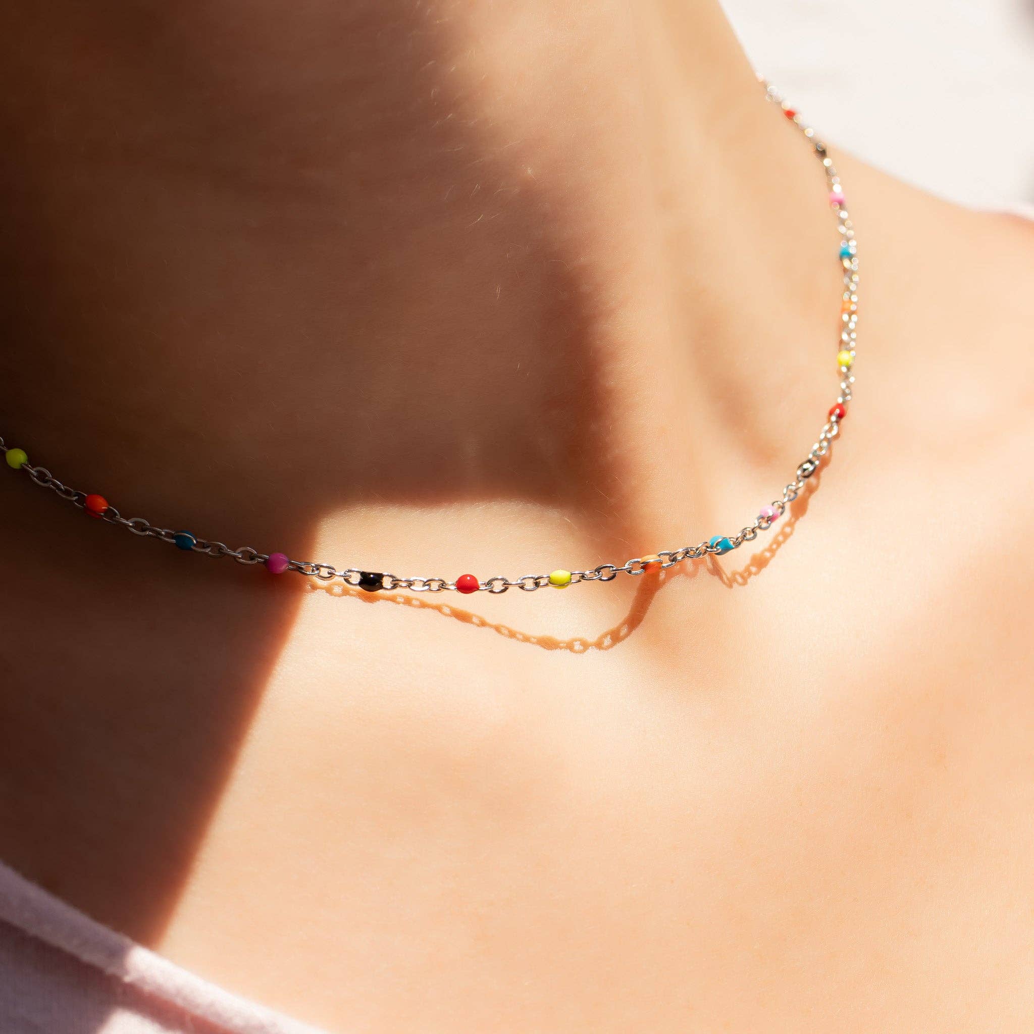 Multi Confetti Chain Necklace