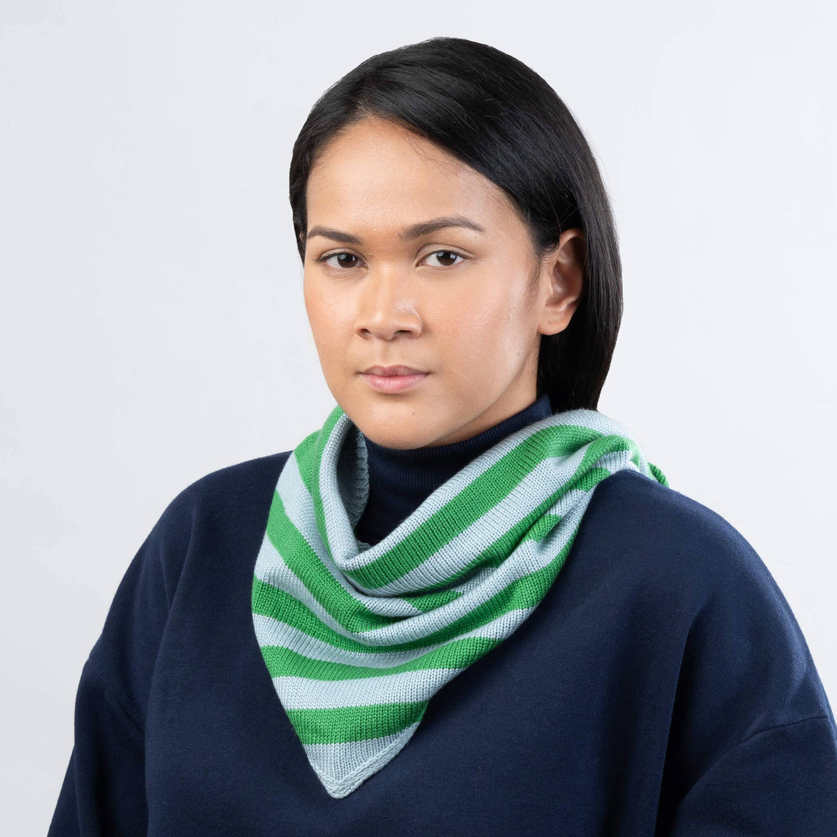 Simple Stripe Triangle Scarf: Kelly Stone Blue