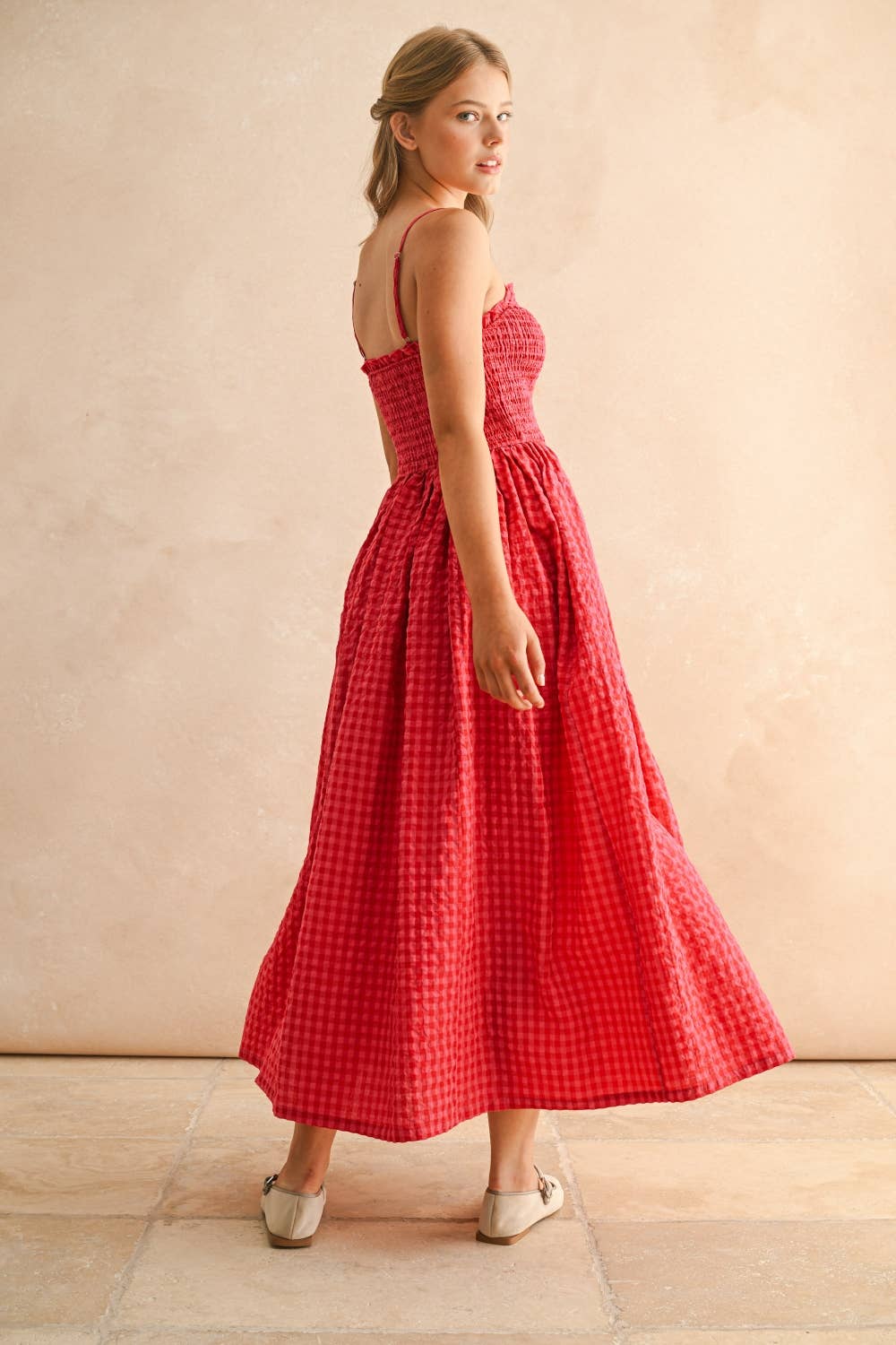 Cherry Gingham Maxi Dress
