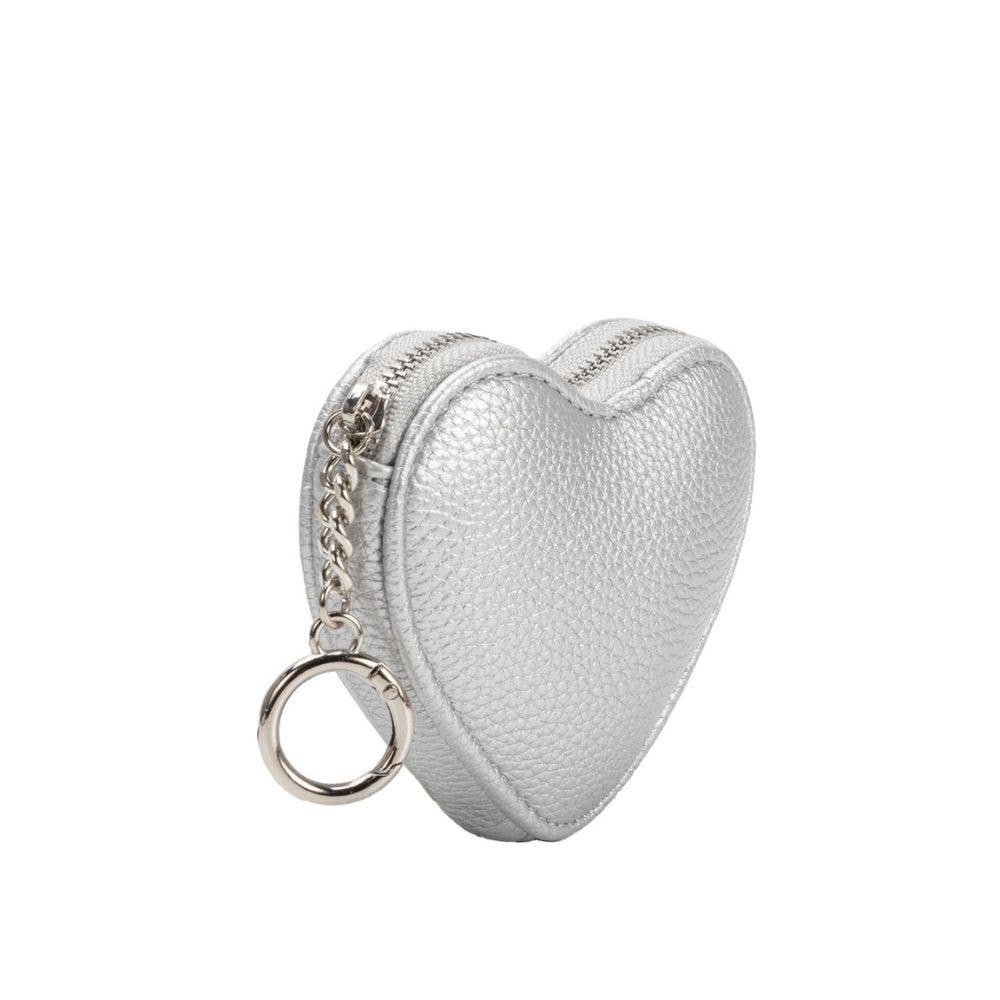 Puffy Heart Silver Coin Purse Charm