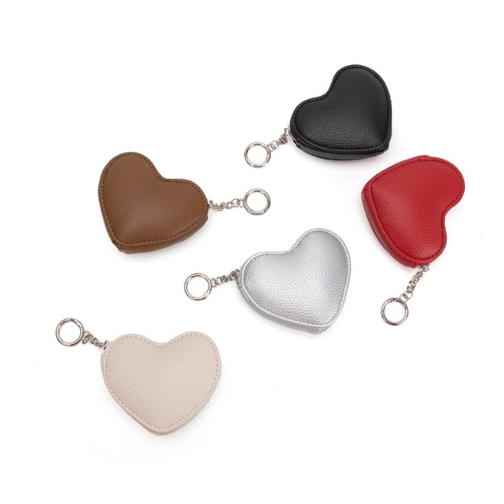 Puffy Heart Silver Coin Purse Charm