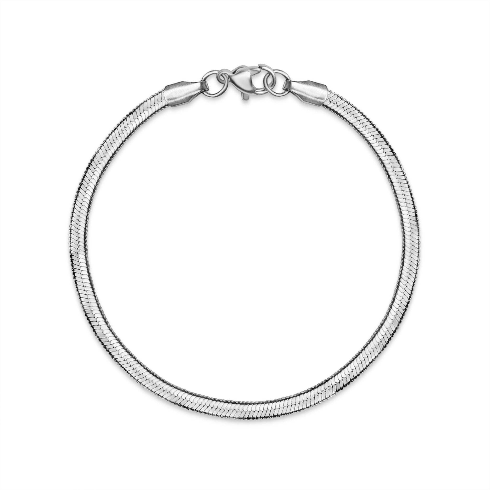 Stainless Steel Herringbone Chain Bracelet: 7" / 3mm