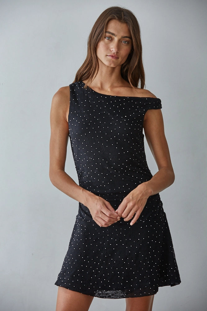 Spandex Beaded Sleeveless Mini Dress