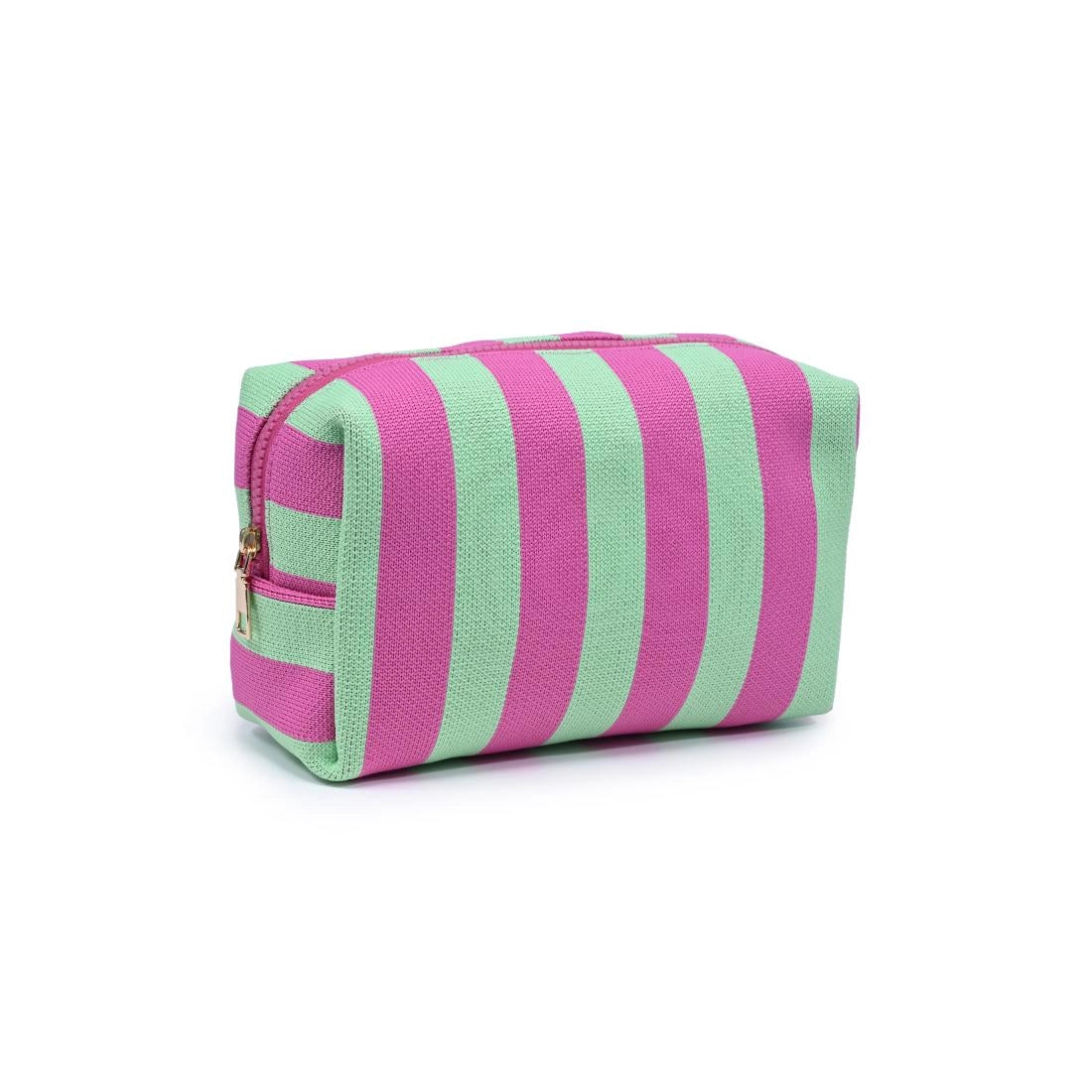 Essential Stripe Cosmetic & Travel Organizer Pouch - Mint Pink
