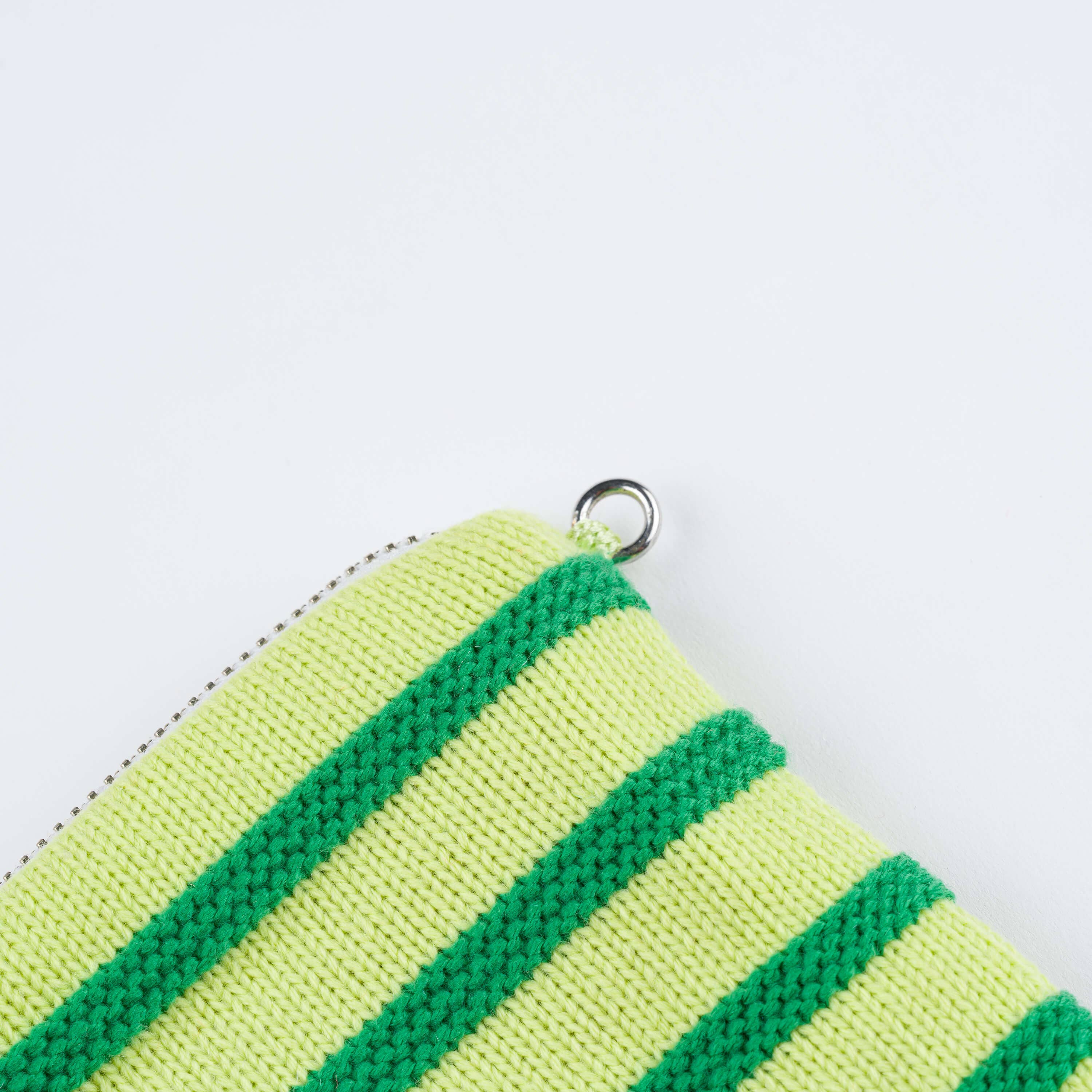 Super Stripe Knit Pouch: Lime Green