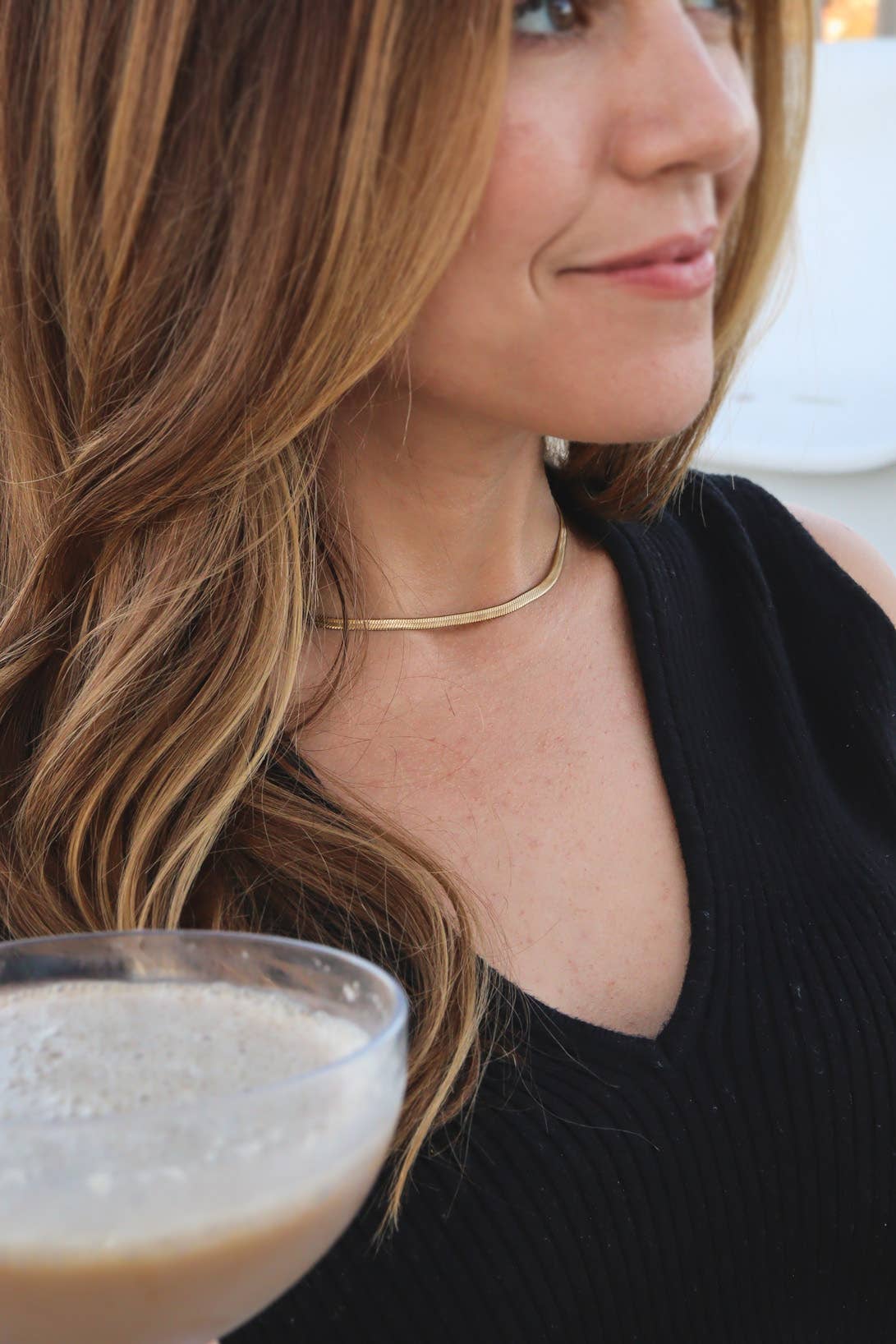18K Gold Plated Herringbone Chain Necklace