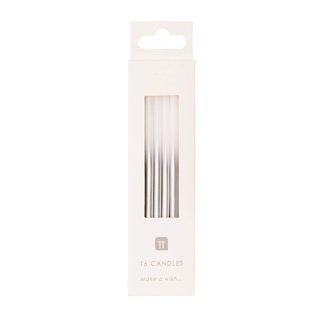 White & Silver Birthday Candles | 16 Pack |