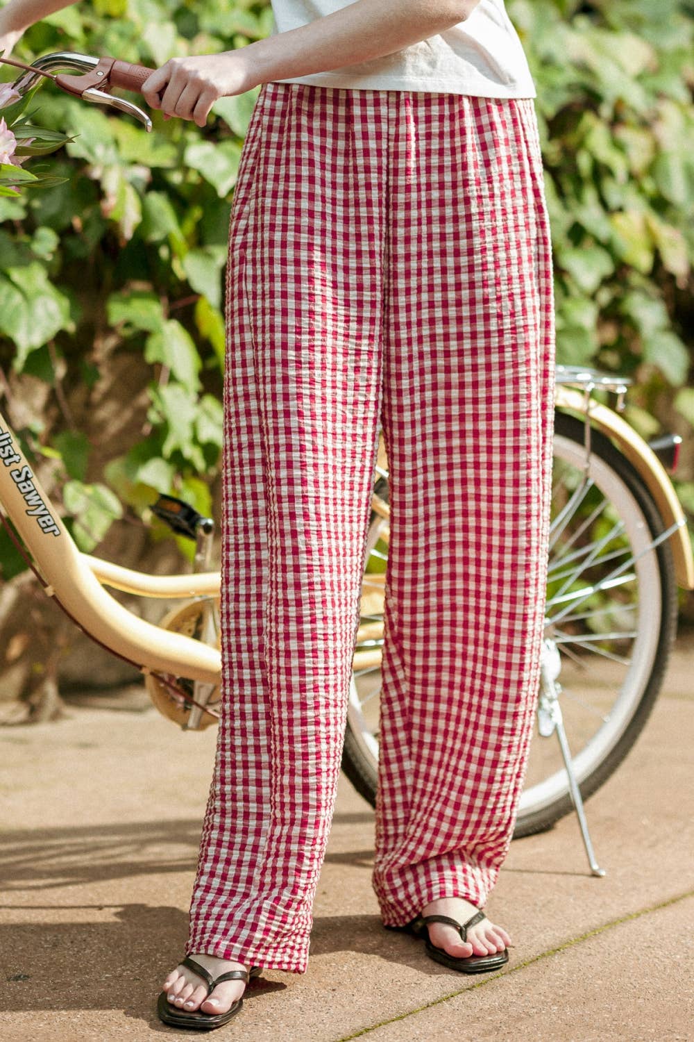 Red Gingham Pattern Pants