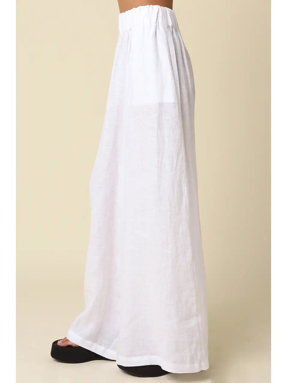 Jerri Linen Wide-Leg Pants - White