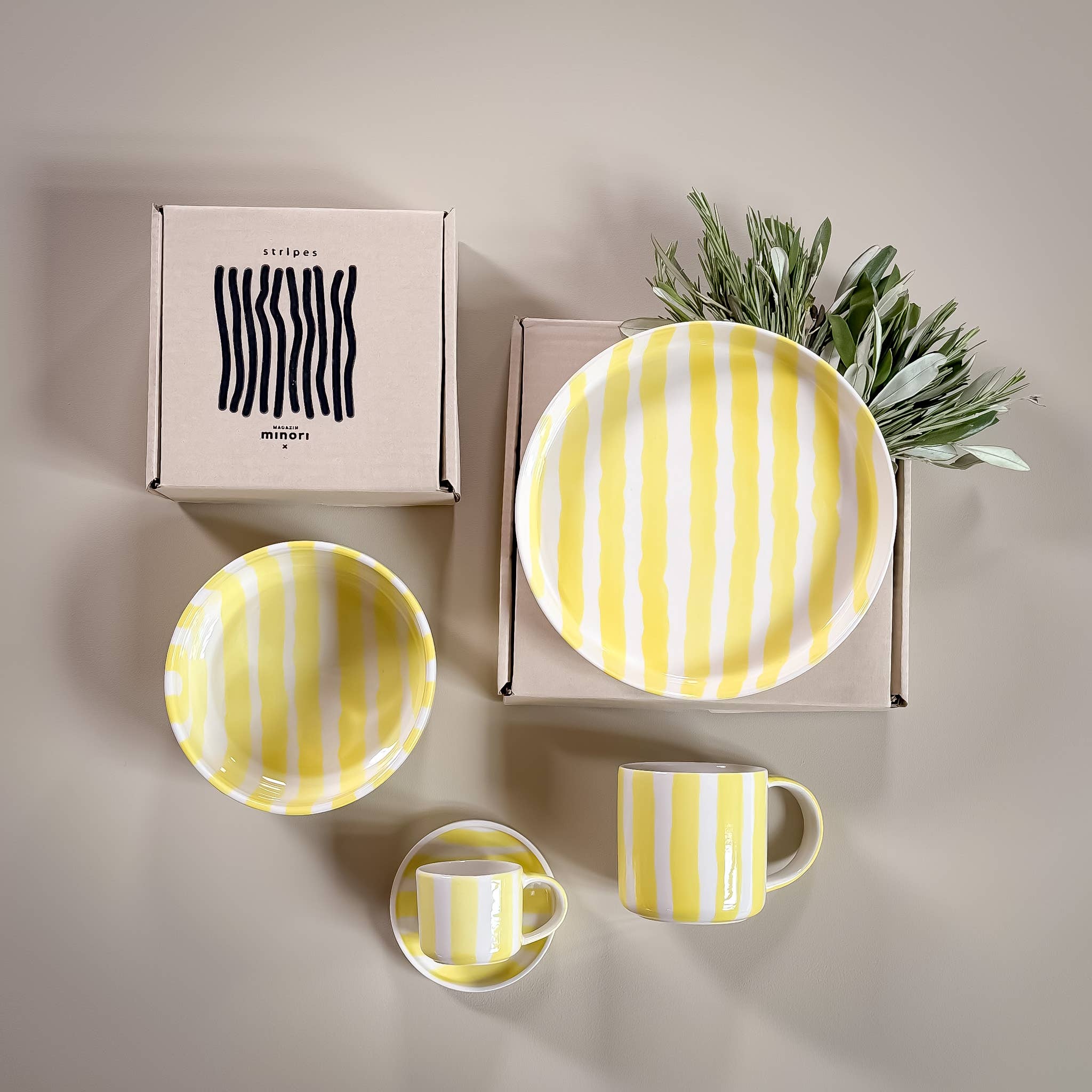 Espresso Stripes Cups - beach yellow (set of 2 - 4 pieces)
