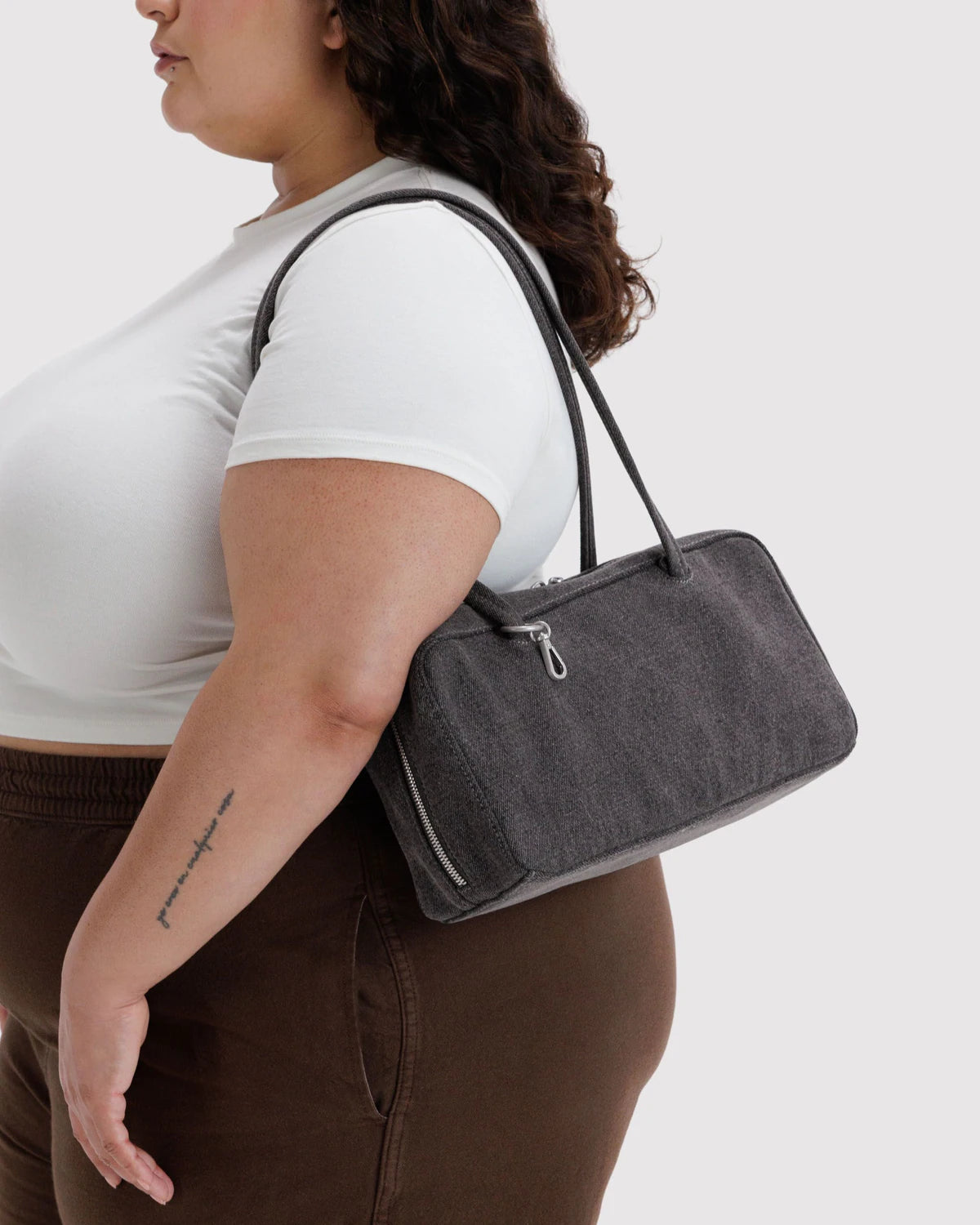Nylon Bowler Bag - Washed Black Denim