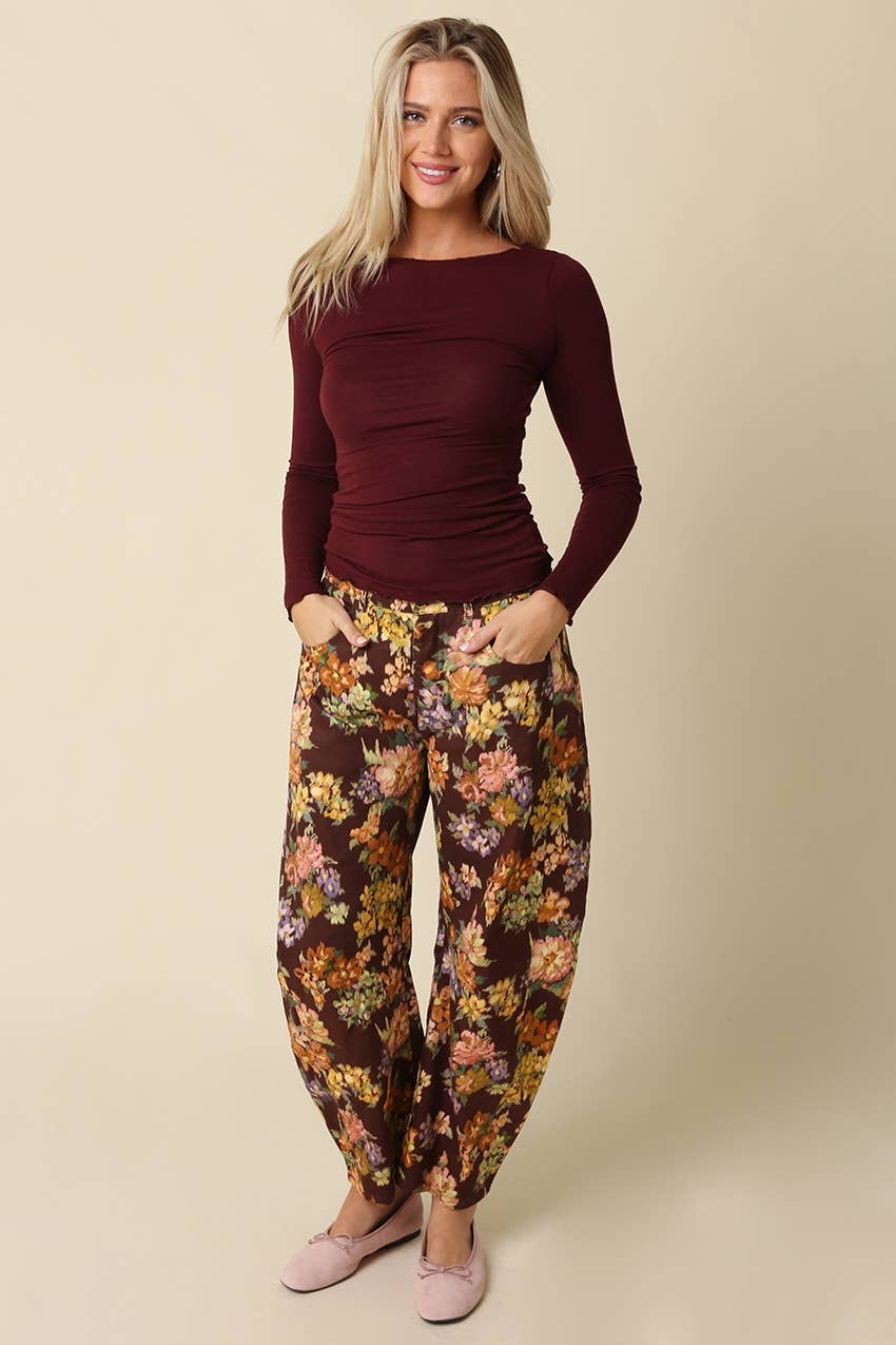 Gwen Long Sleeve Top - Burgundy