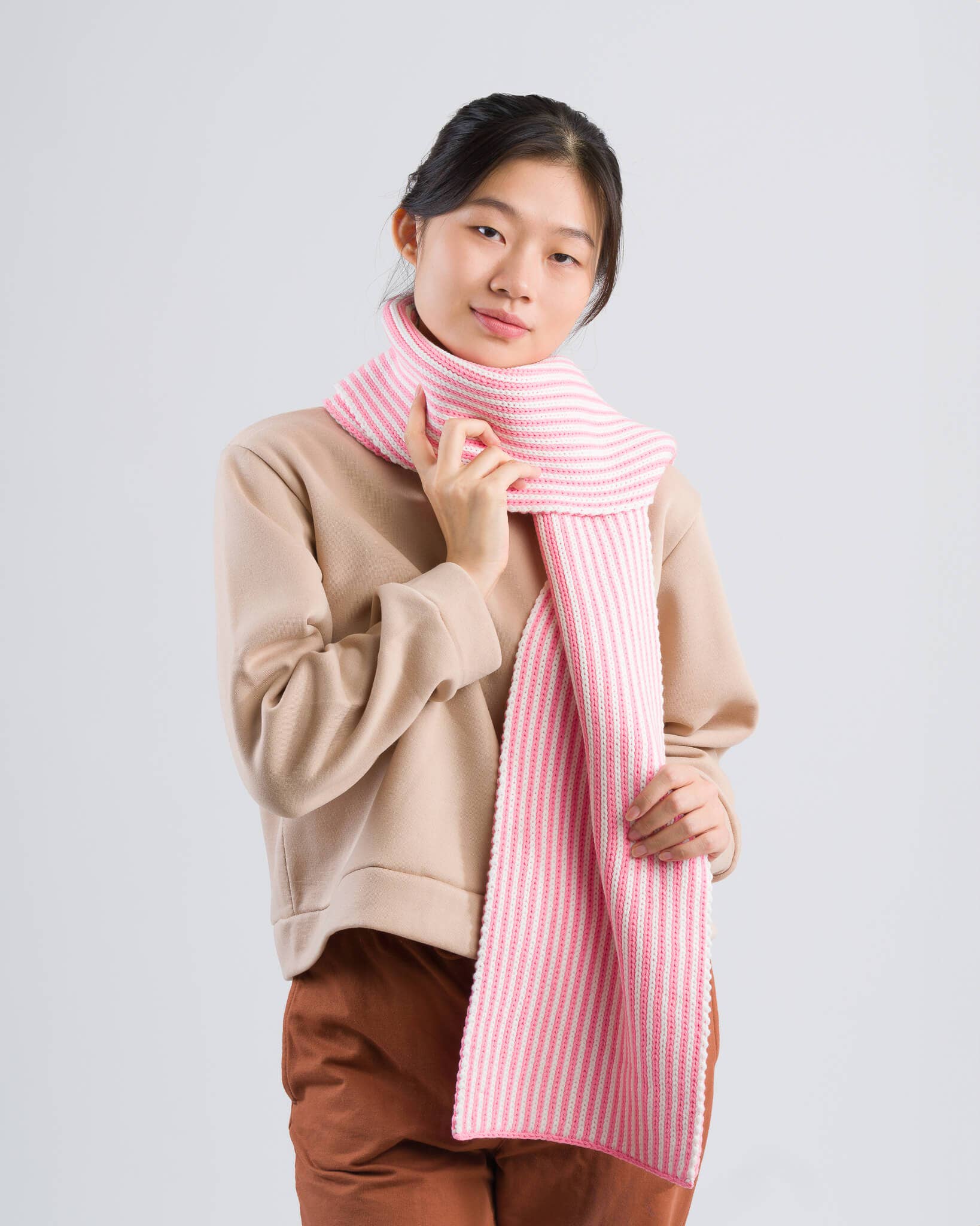 VERLOOP | knits - Pinstripe Big Scarf: Pink White