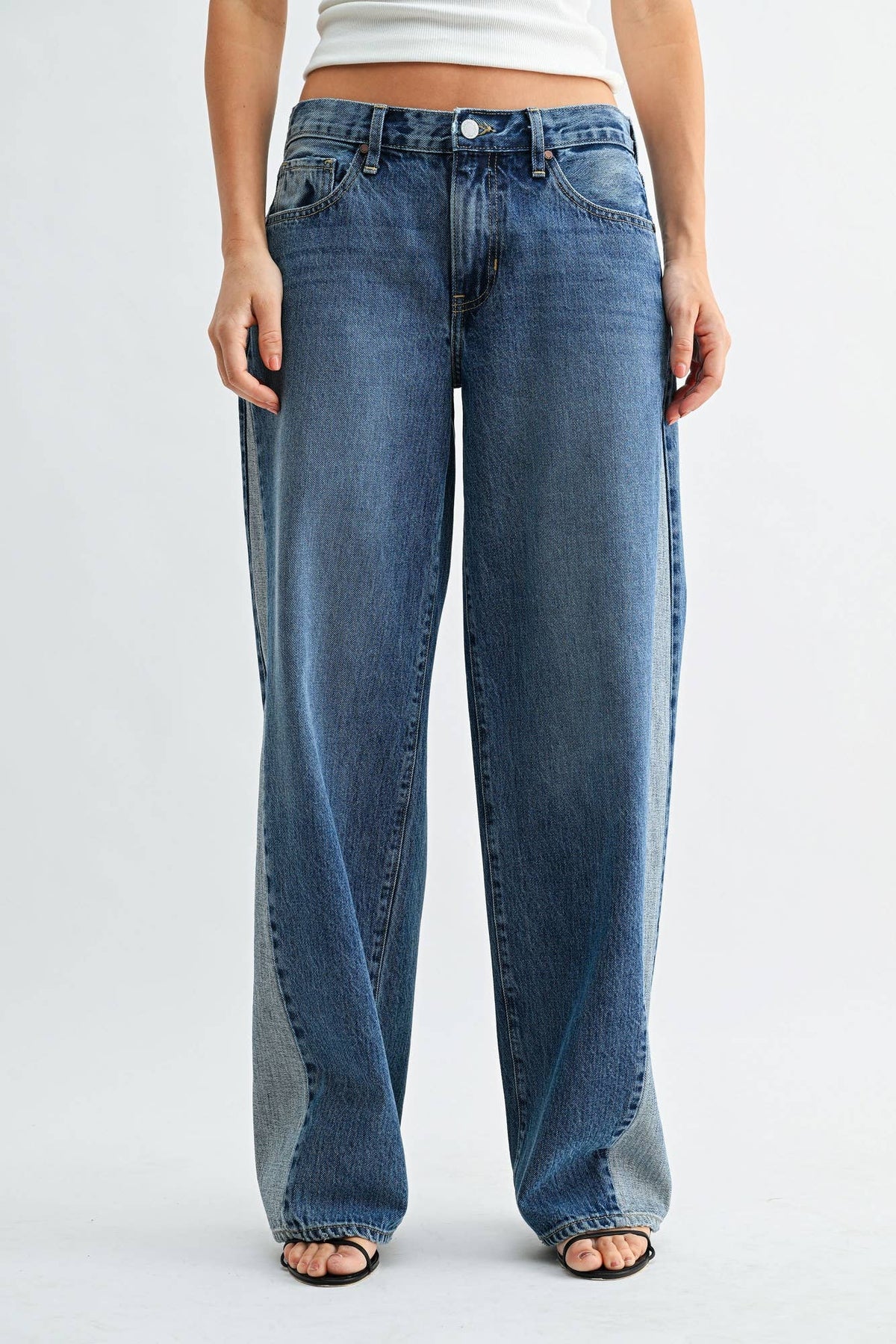 Contrast Angle Seam Wide Leg