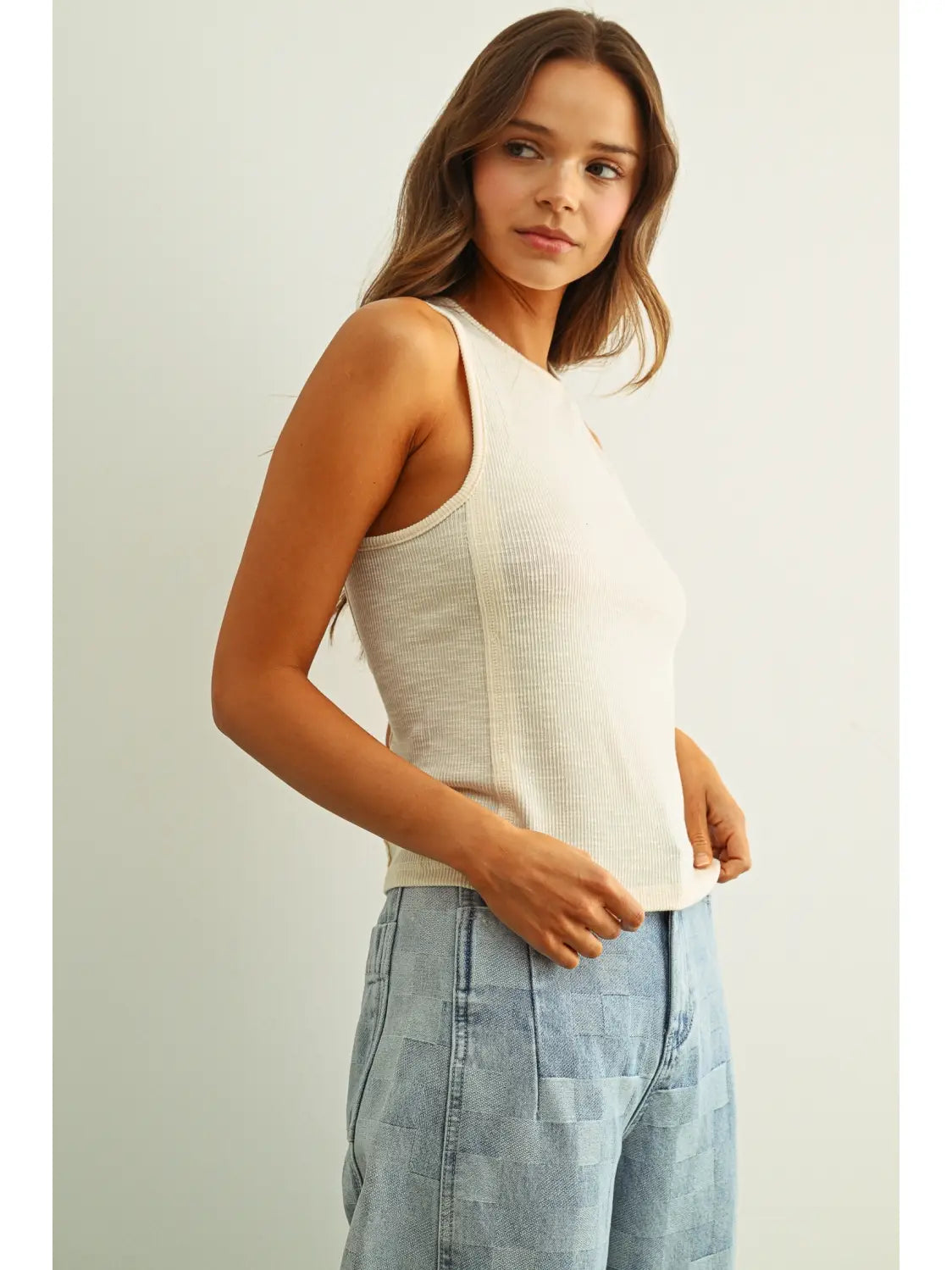 Washed Rib Tank - Almond Milk