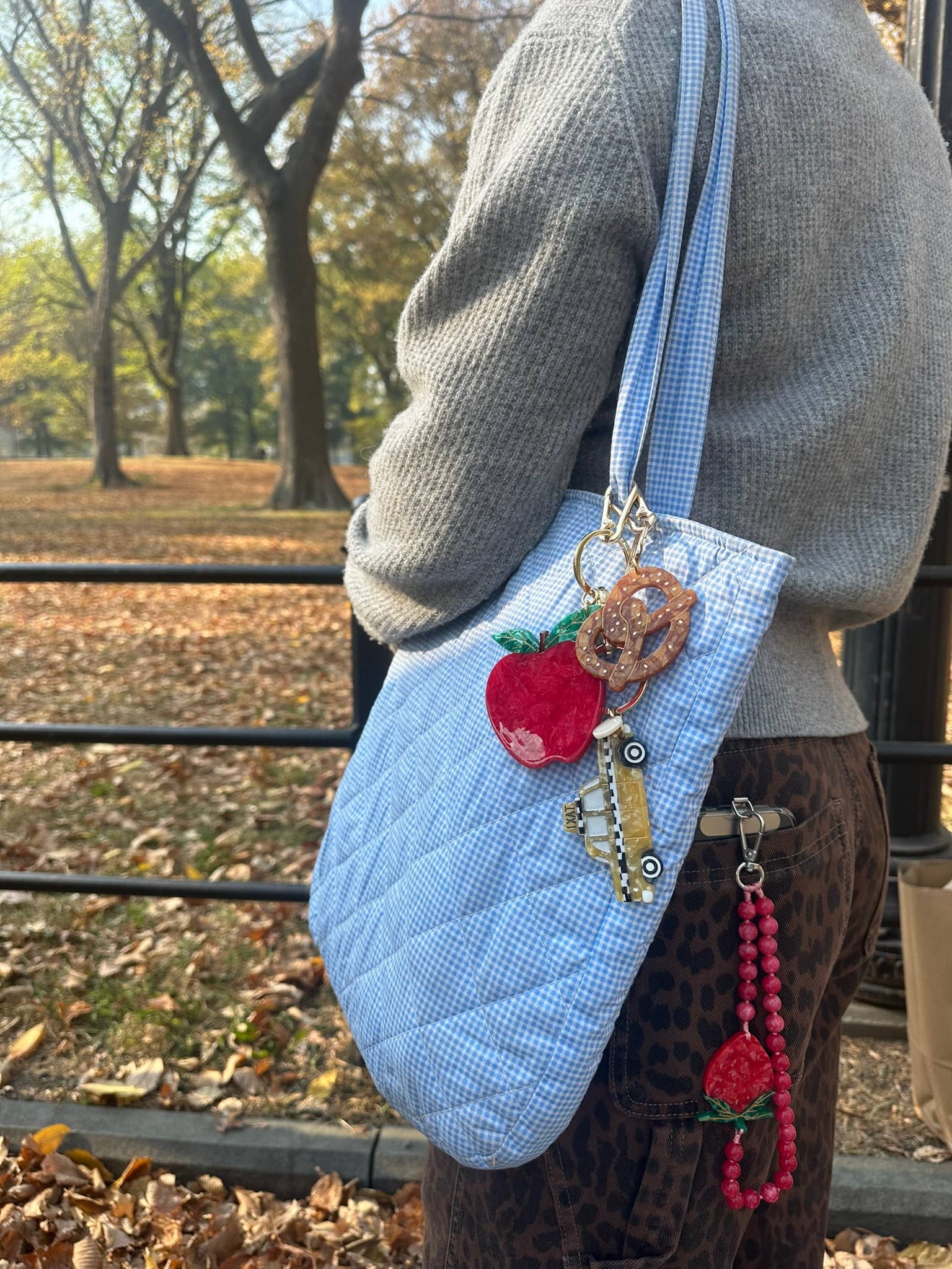 Hand-painted Pretzel Bag Charm & Keychain