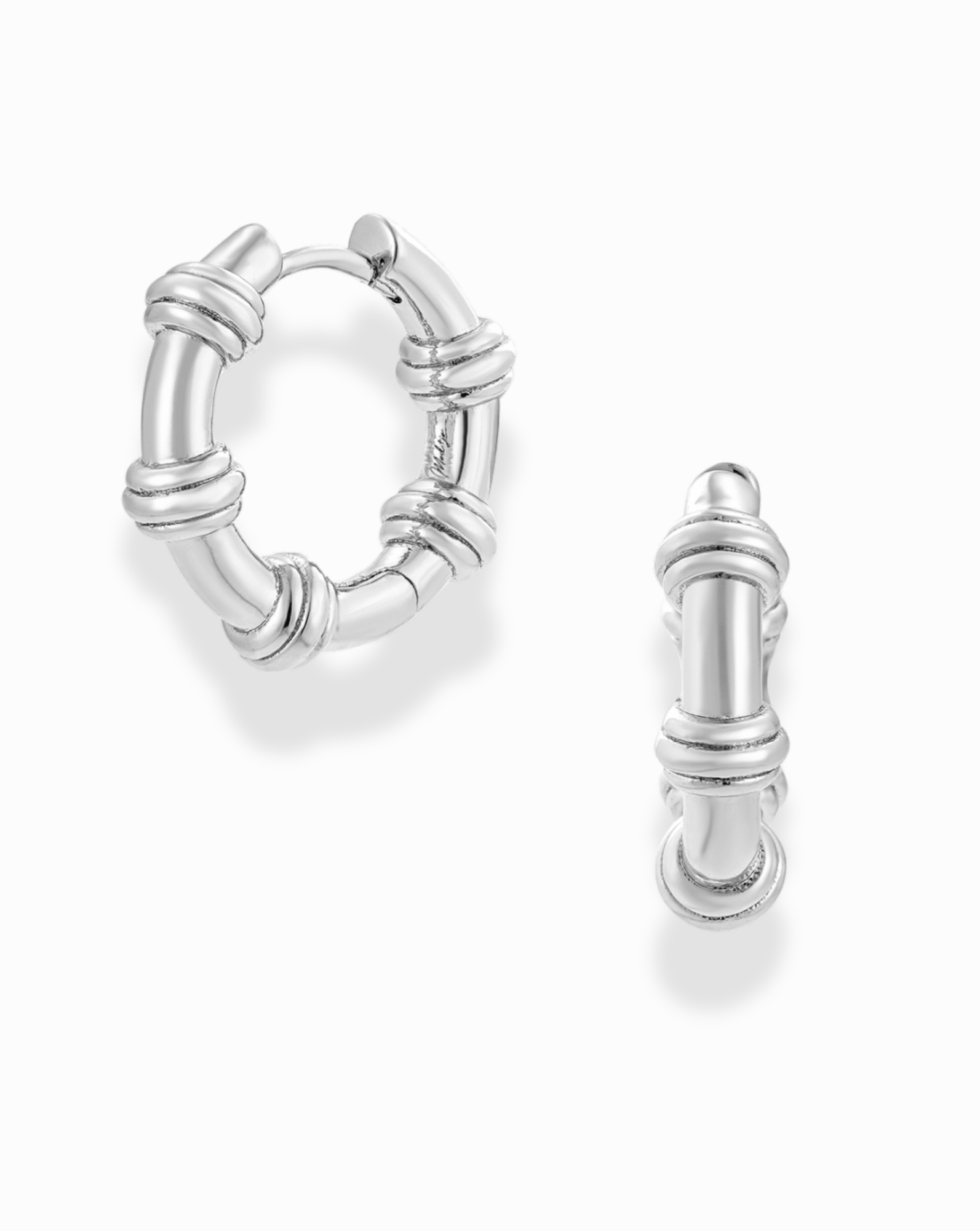 Sable Notched Hoops - Silver
