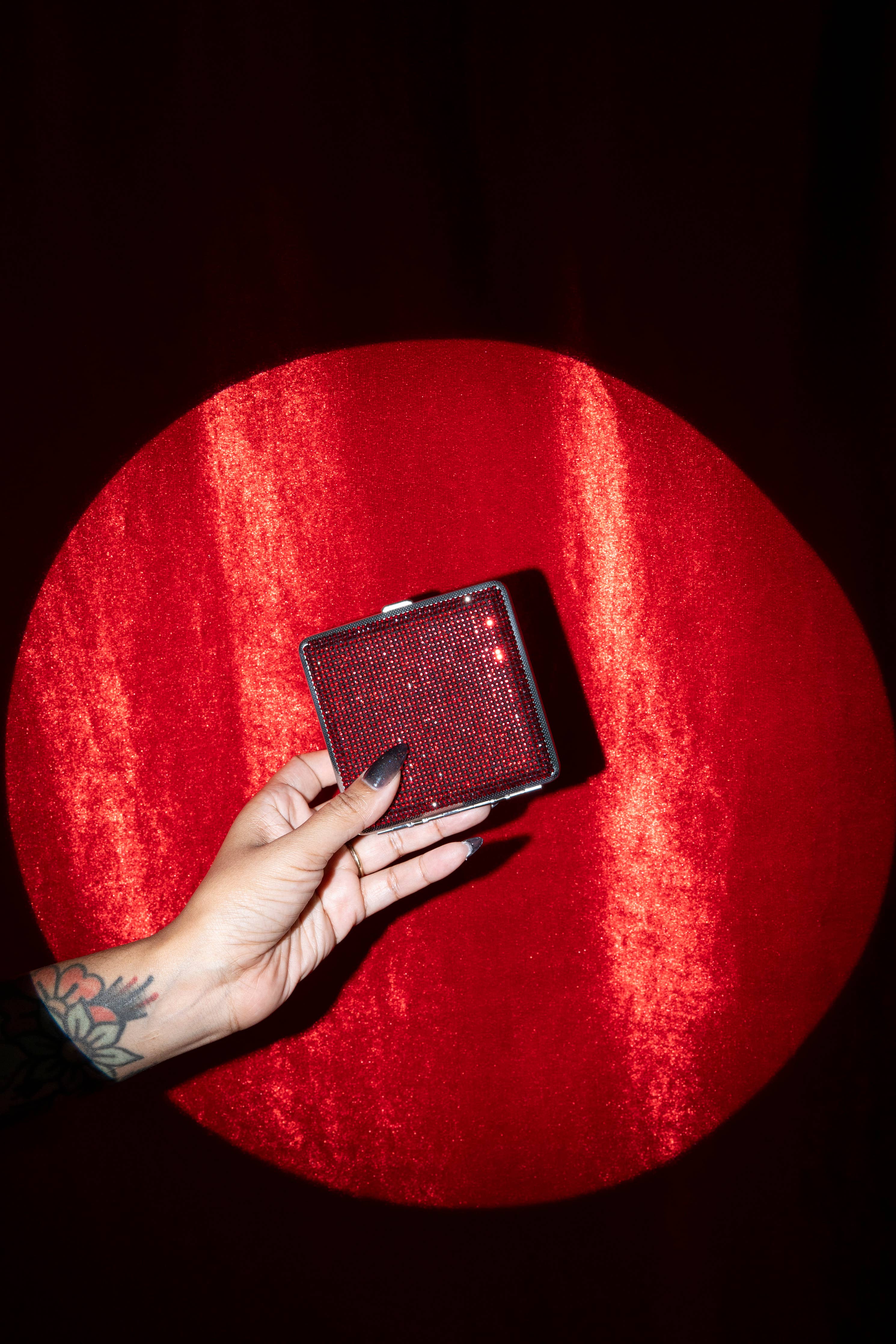 Rhinestone Cig Case- Red