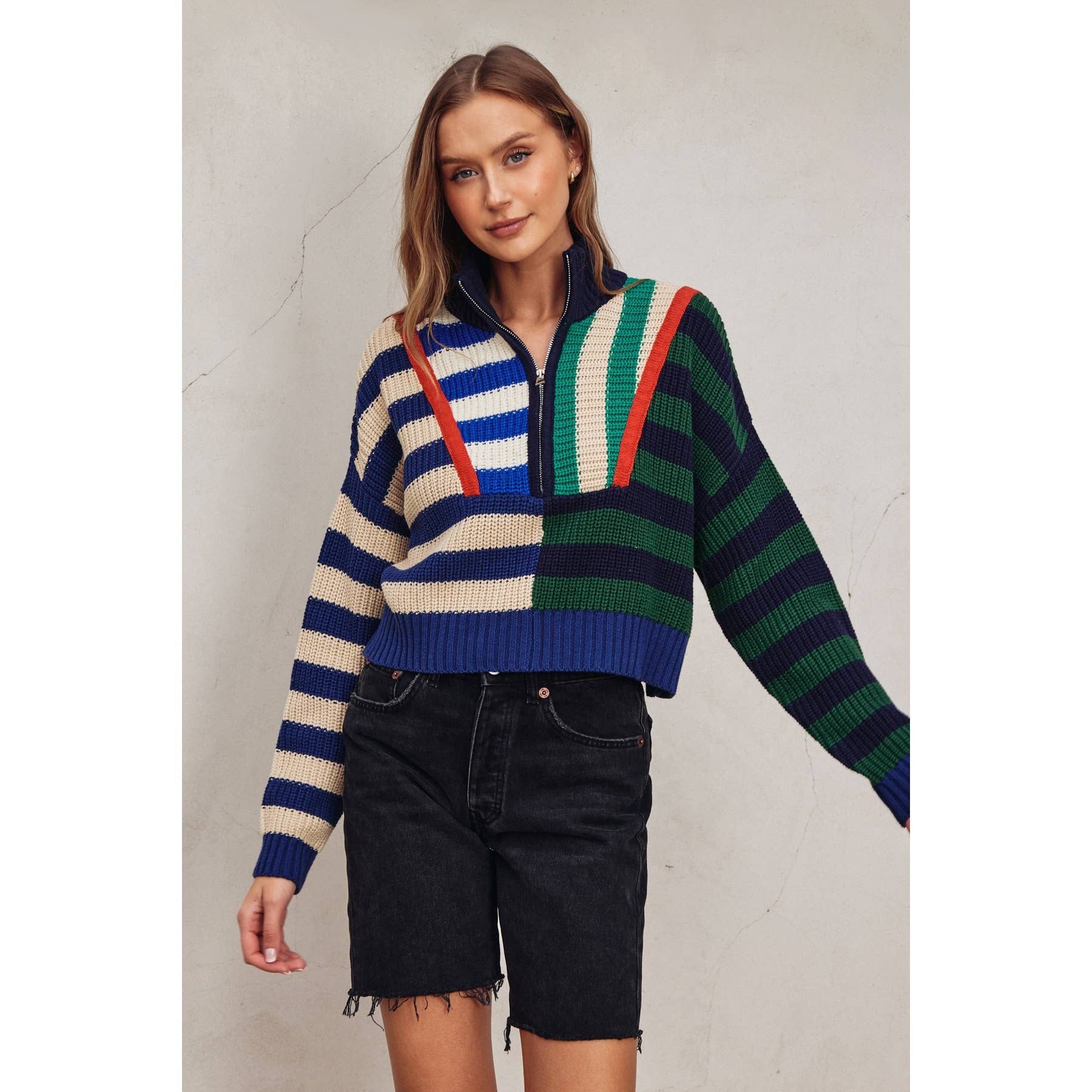 Colorburst Half Zip Collared Sweater