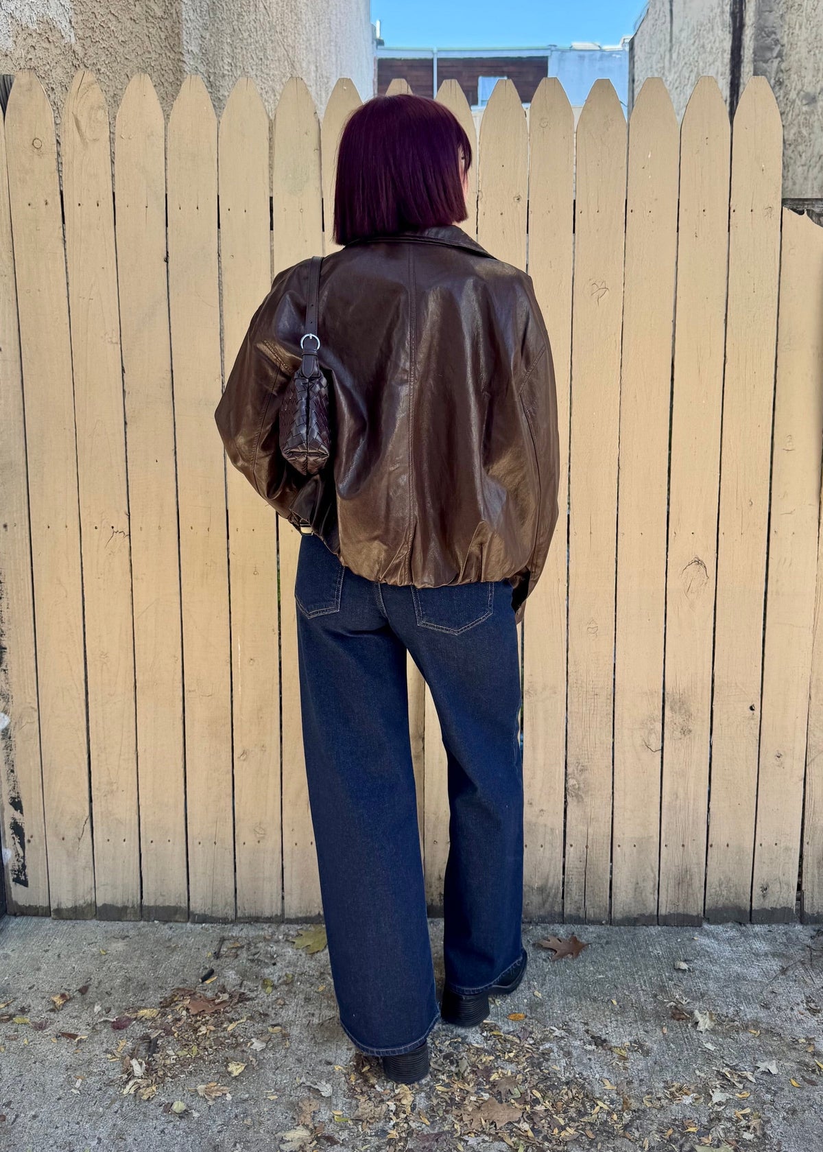 Chocolate Leather Bomber Jacket