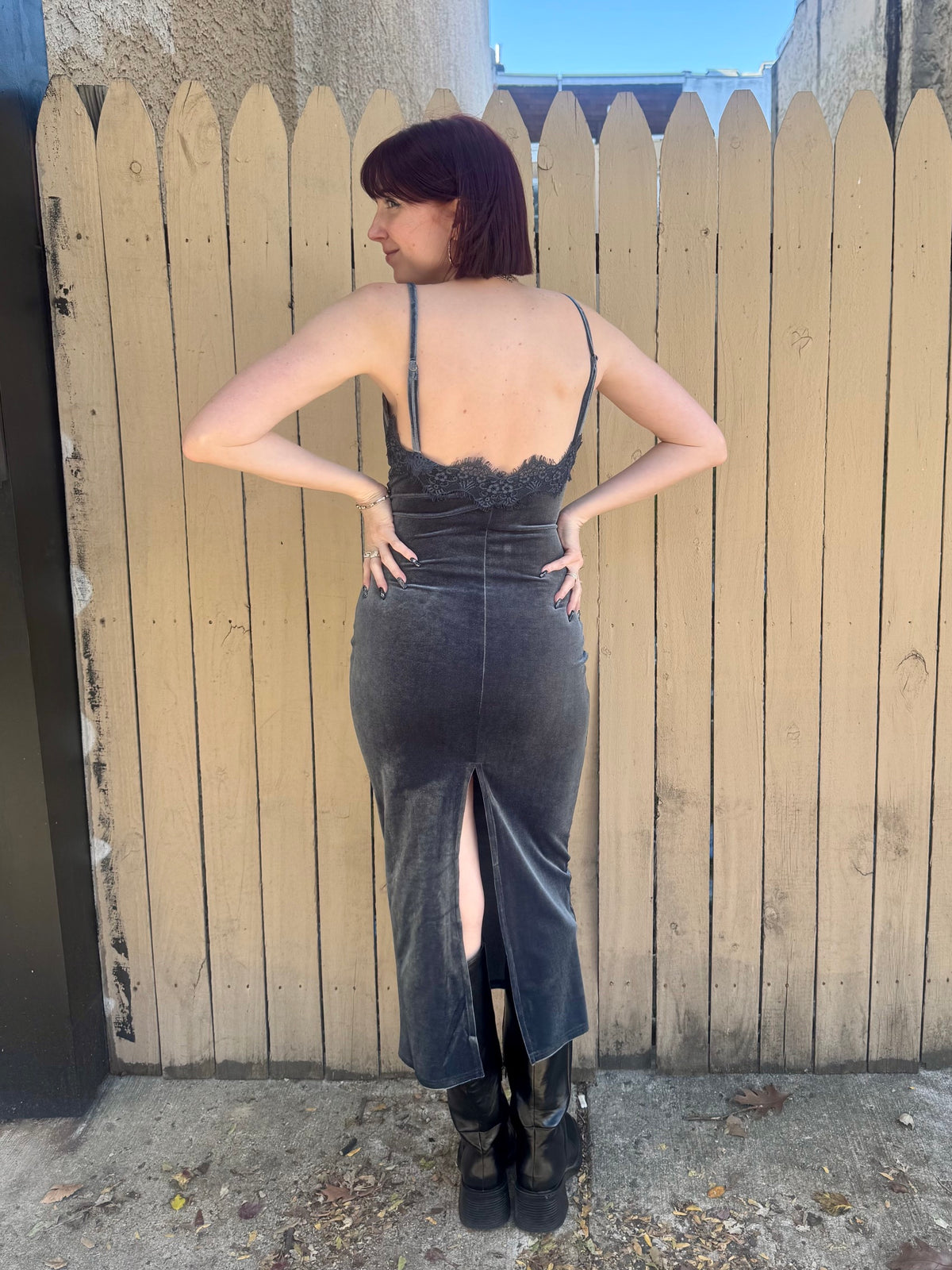 Blue Velvet Midi Dress
