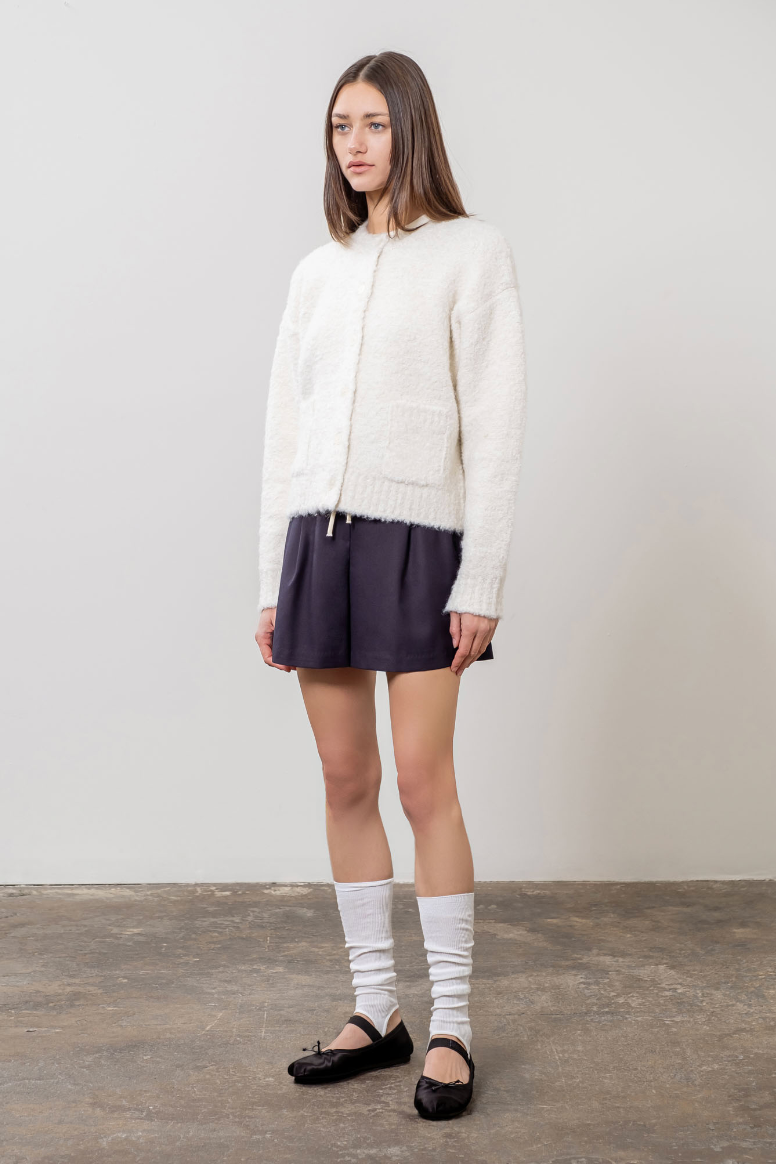 White Button Front Cardi