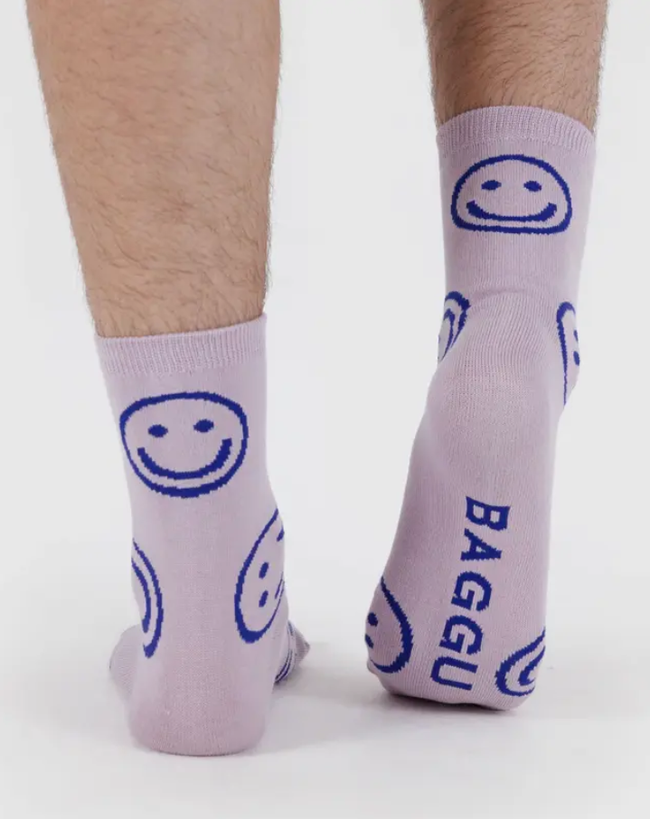 Crew Socks - Dusty Pink Happy