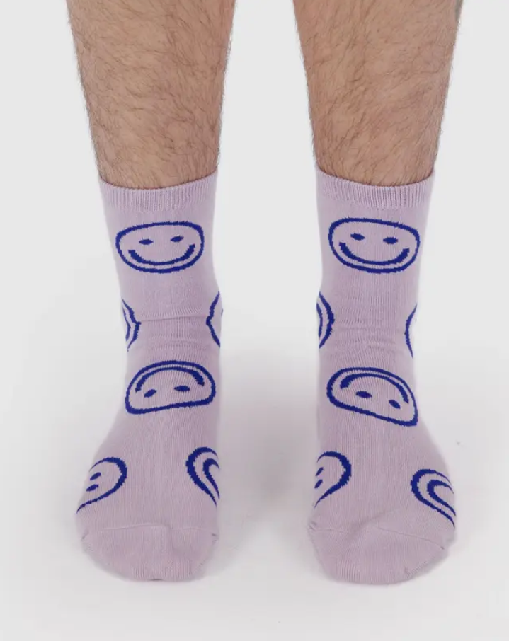 Crew Socks - Dusty Pink Happy