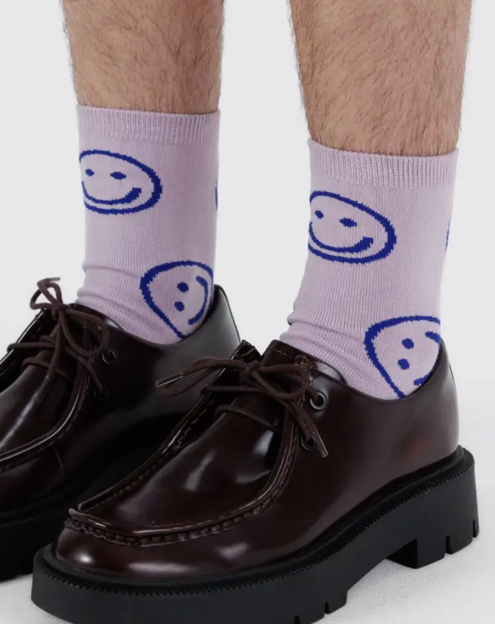 Crew Socks - Dusty Pink Happy