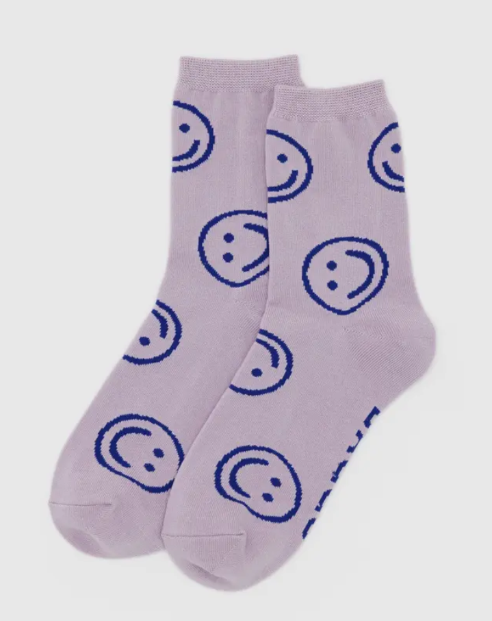 Crew Socks - Dusty Pink Happy