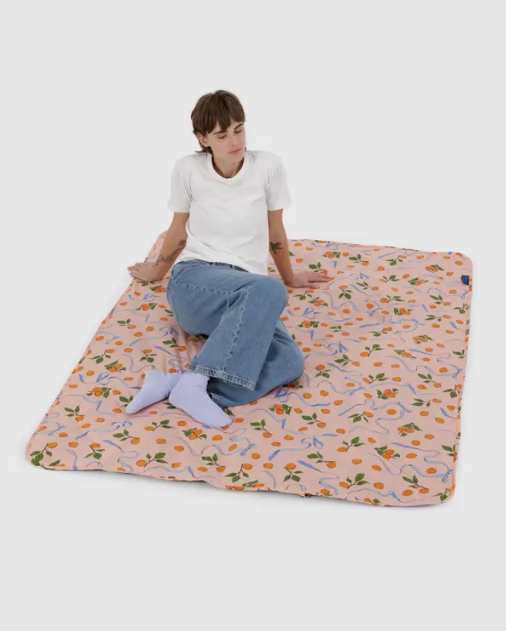 Puffy Picnic Blanket - Apricot & Ribbons - Downerss