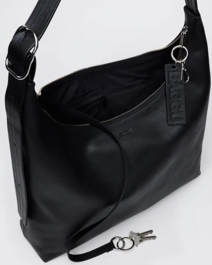Recycled Leather Shoulder Bag - Black - Downerss