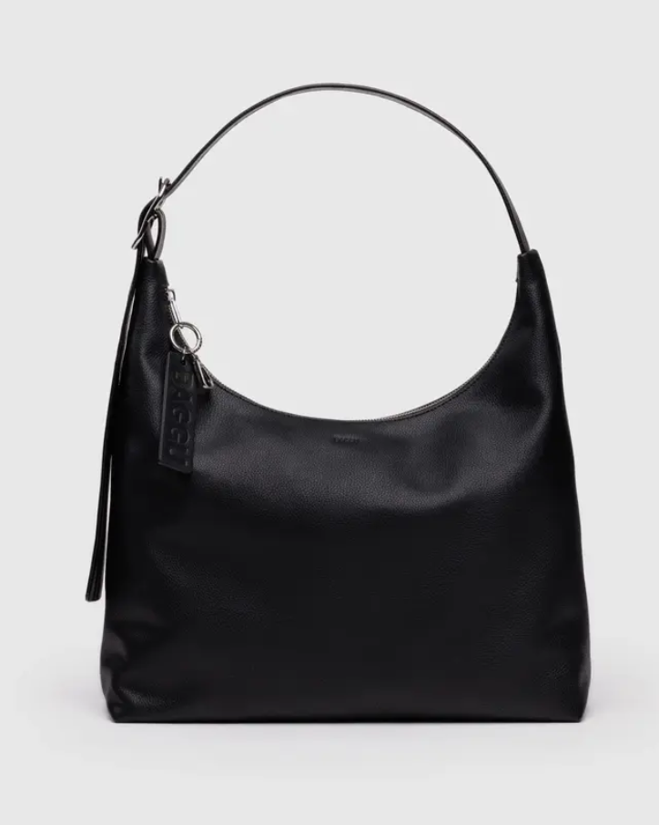 Recycled Leather Shoulder Bag - Black - Downerss