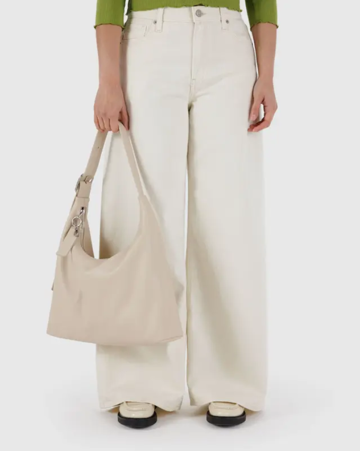 Recycled Leather Shoulder Bag - Stone
