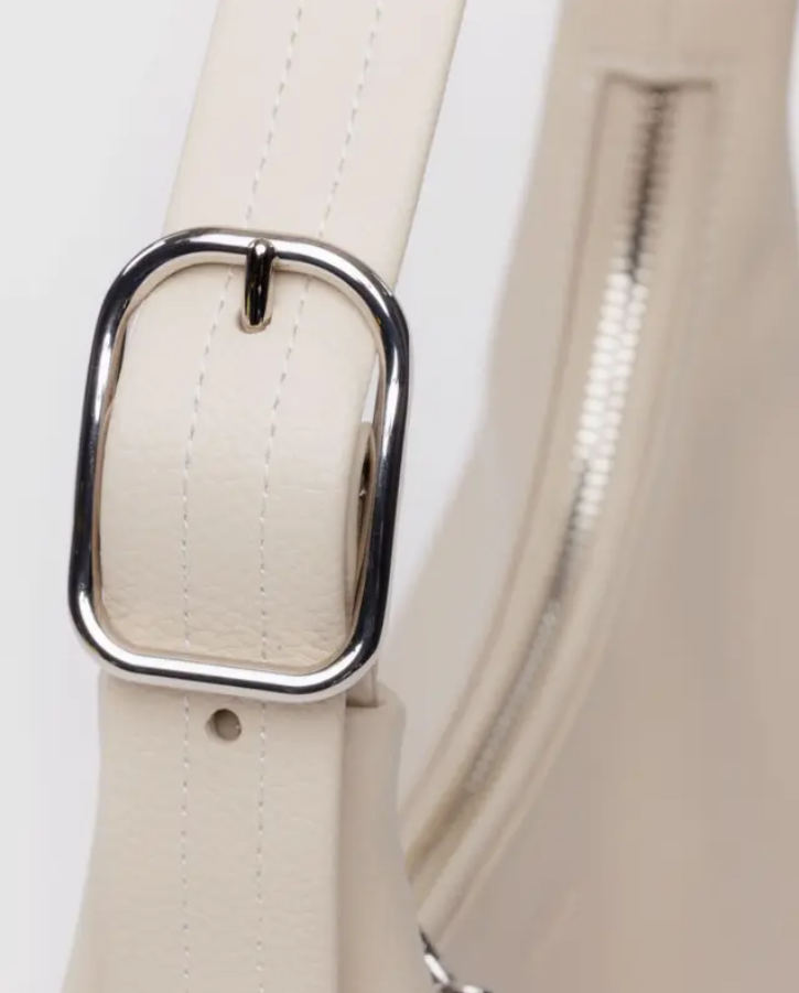 Mini Recycled Leather Shoulder Bag - Stone - Downerss