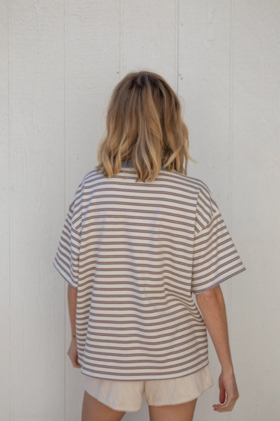 Cassandra Striped Tee - Cream - Downerss