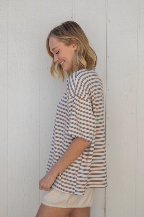 Cassandra Striped Tee - Cream - Downerss
