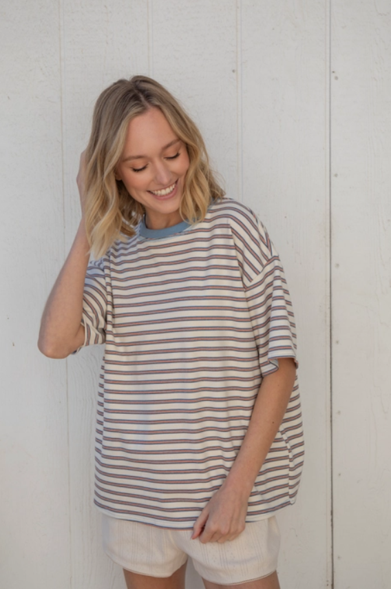 Cassandra Striped Tee - Cream - Downerss