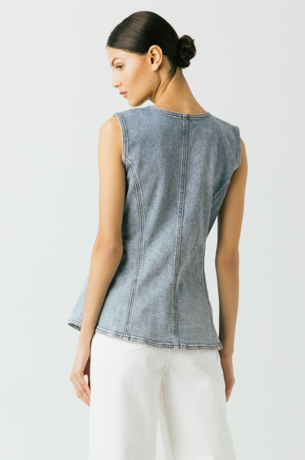 Light Indigo Denim Vest Top