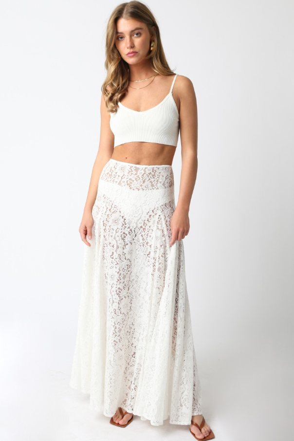 Viola Laced Maxi Skirt - White
