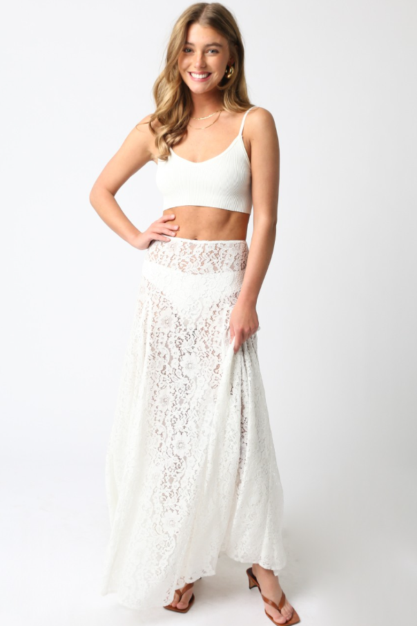 Viola Laced Maxi Skirt - White