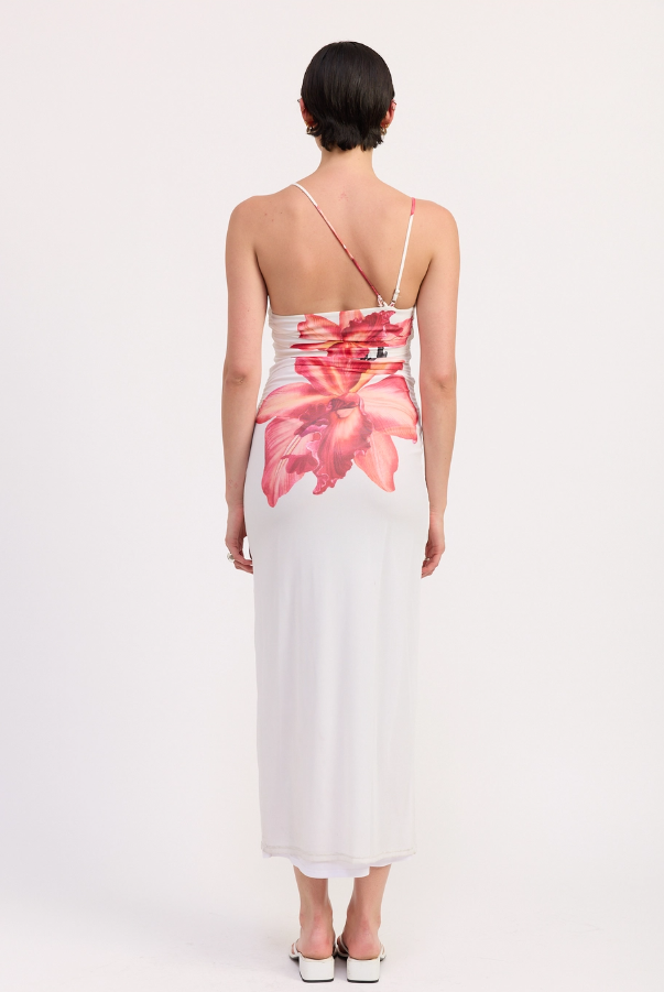 Printed One Shoulder Ruched Dress